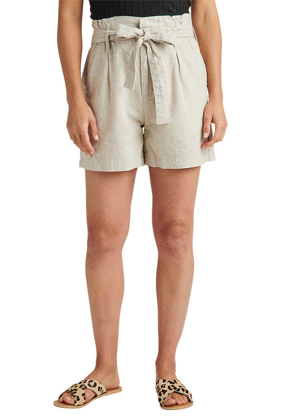 Jag High Rise Belted Pleat Paper Bag Short In Oatmeal-Bottoms-Jag-Deja Nu Boutique, Women's Fashion Boutique in Lampasas, Texas