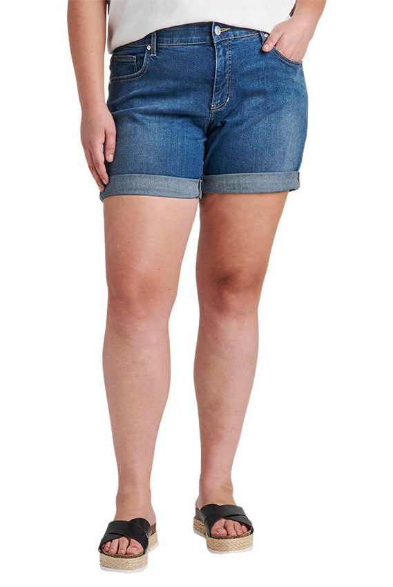 Jag Mid Rise Alex Boyfriend Short In Brilliant Blue Plus-Curvy/Plus Bottoms-Jag-Deja Nu Boutique, Women's Fashion Boutique in Lampasas, Texas
