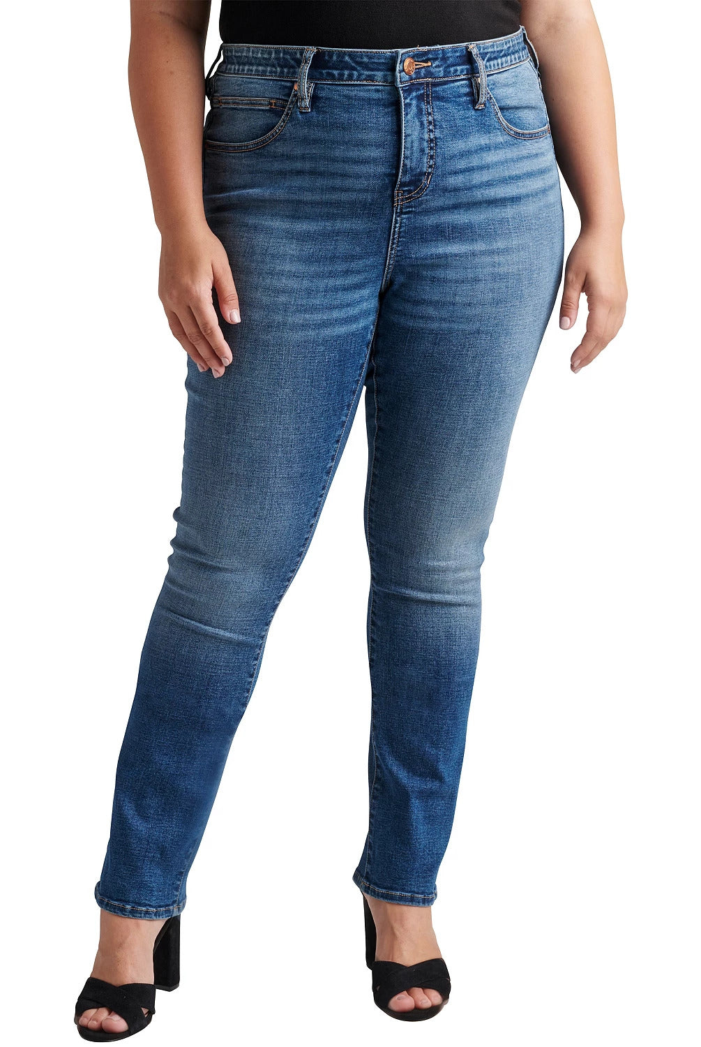 Jag Ruby Mid Rise Straight Leg Jeans In Austin Blue - Plus-Curvy/Plus Jeans-Jag-Deja Nu Boutique, Women's Fashion Boutique in Lampasas, Texas