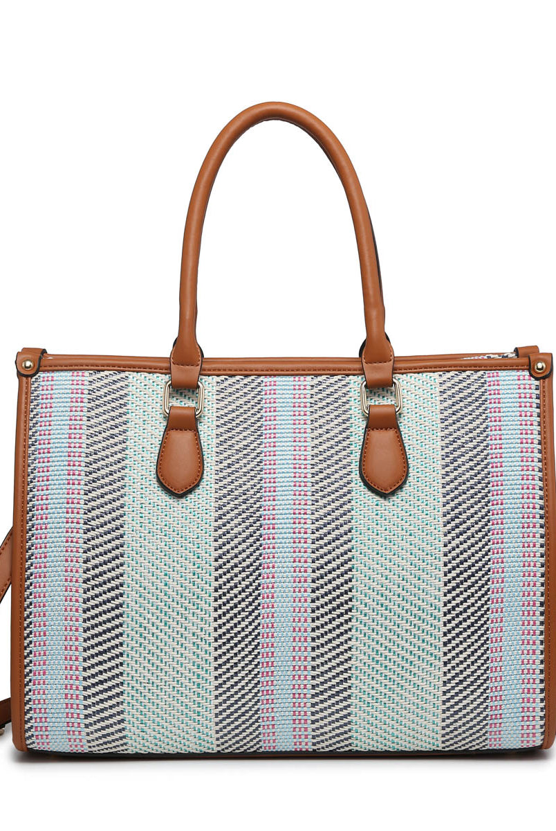 Jen & Co. Chelsea Structured Satchel In Multi Color Stripe-Handbags, Wallets & Cases-Jen & Co.-Deja Nu Boutique, Women's Fashion Boutique in Lampasas, Texas