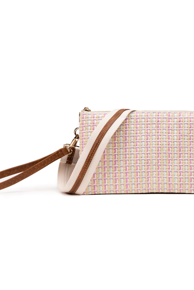 Jen & Co. Izzy Multi Woven 3 Compartment Crossbody Or Wristlet With Guitar Strap-Handbags, Wallets & Cases-Jen & Co.-Deja Nu Boutique, Women's Fashion Boutique in Lampasas, Texas