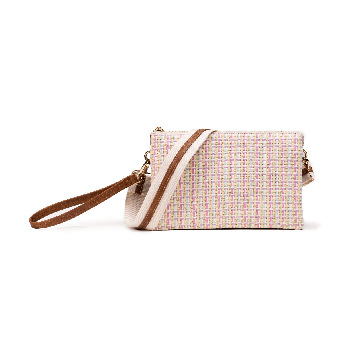 Jen & Co. Izzy Multi Woven 3 Compartment Crossbody Or Wristlet With Guitar Strap-Handbags, Wallets & Cases-Jen & Co.-Deja Nu Boutique, Women's Fashion Boutique in Lampasas, Texas