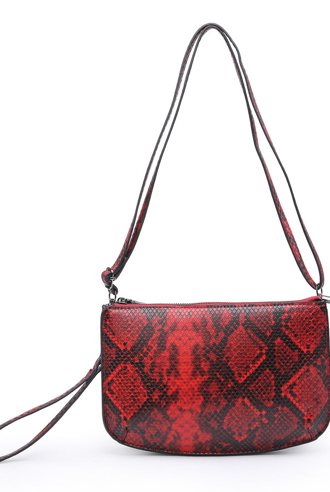 Jen & Co. Mila Red & Black Python Dual Compartment Crossbody Clutch-Handbags, Wallets & Cases-Jen & Co.-Deja Nu Boutique, Women's Fashion Boutique in Lampasas, Texas