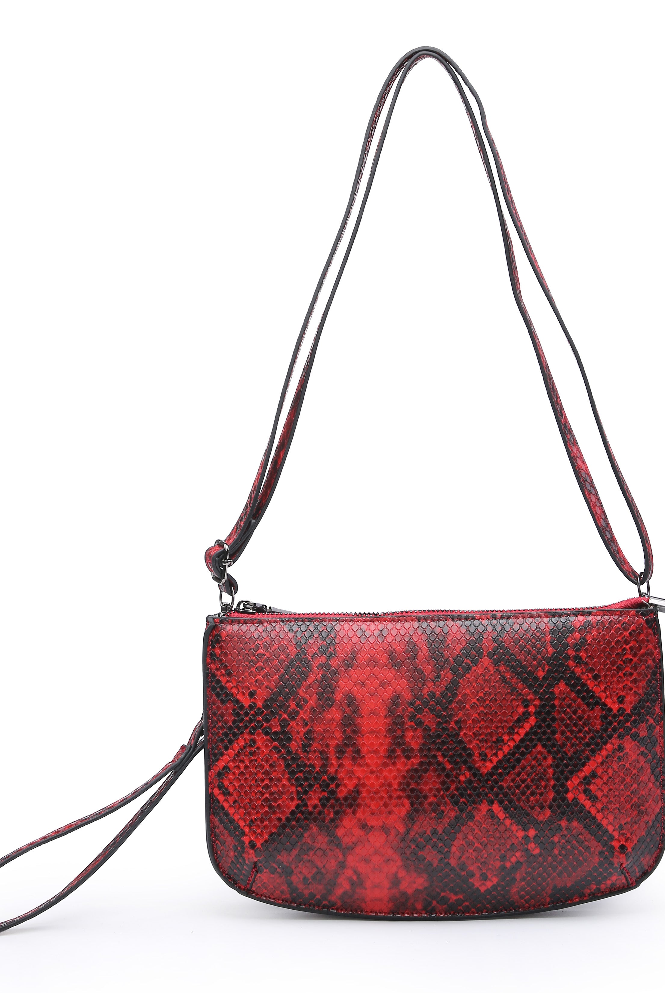 Jen & Co. Mila Red & Black Python Dual Compartment Crossbody Clutch-Handbags, Wallets & Cases-Jen & Co.-Deja Nu Boutique, Women's Fashion Boutique in Lampasas, Texas