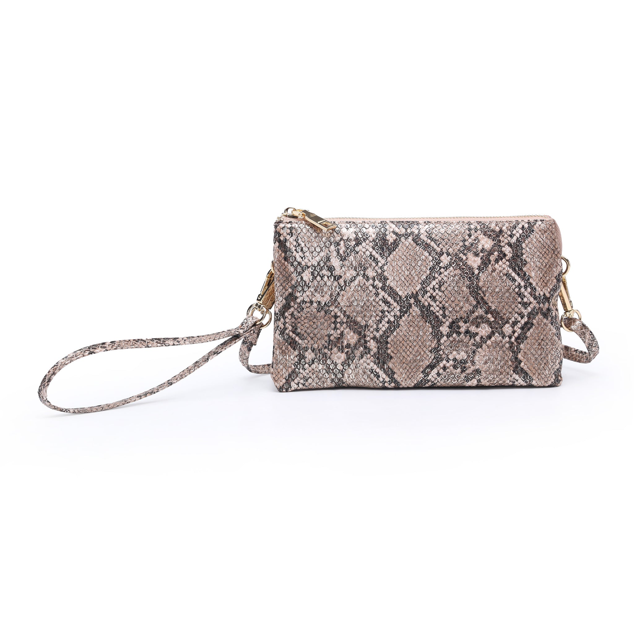 Jen & Co. Riley Bronze Python 3 Compartment Crossbody Or Wristlet-Handbags, Wallets & Cases-Jen & Co.-Deja Nu Boutique, Women's Fashion Boutique in Lampasas, Texas