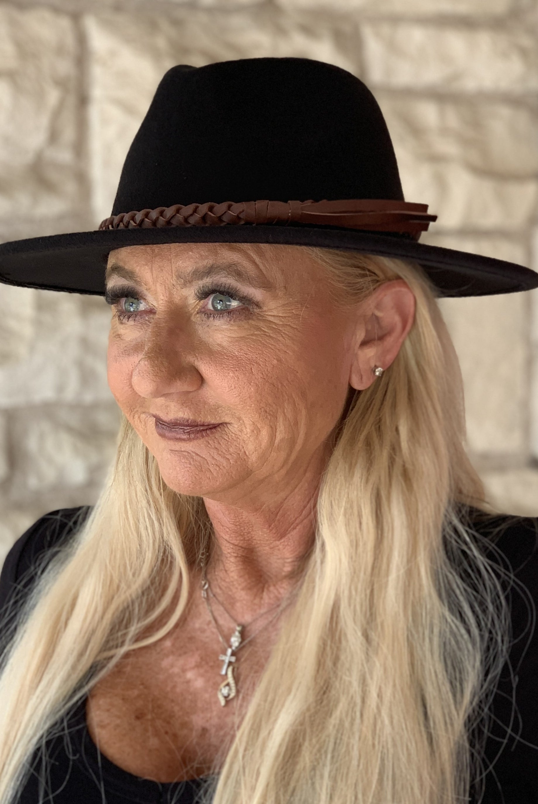 Jen & Co Debbie Braided Trim Wide Brim Fedora Hat In Black-Hats-Jen & Co.-Deja Nu Boutique, Women's Fashion Boutique in Lampasas, Texas