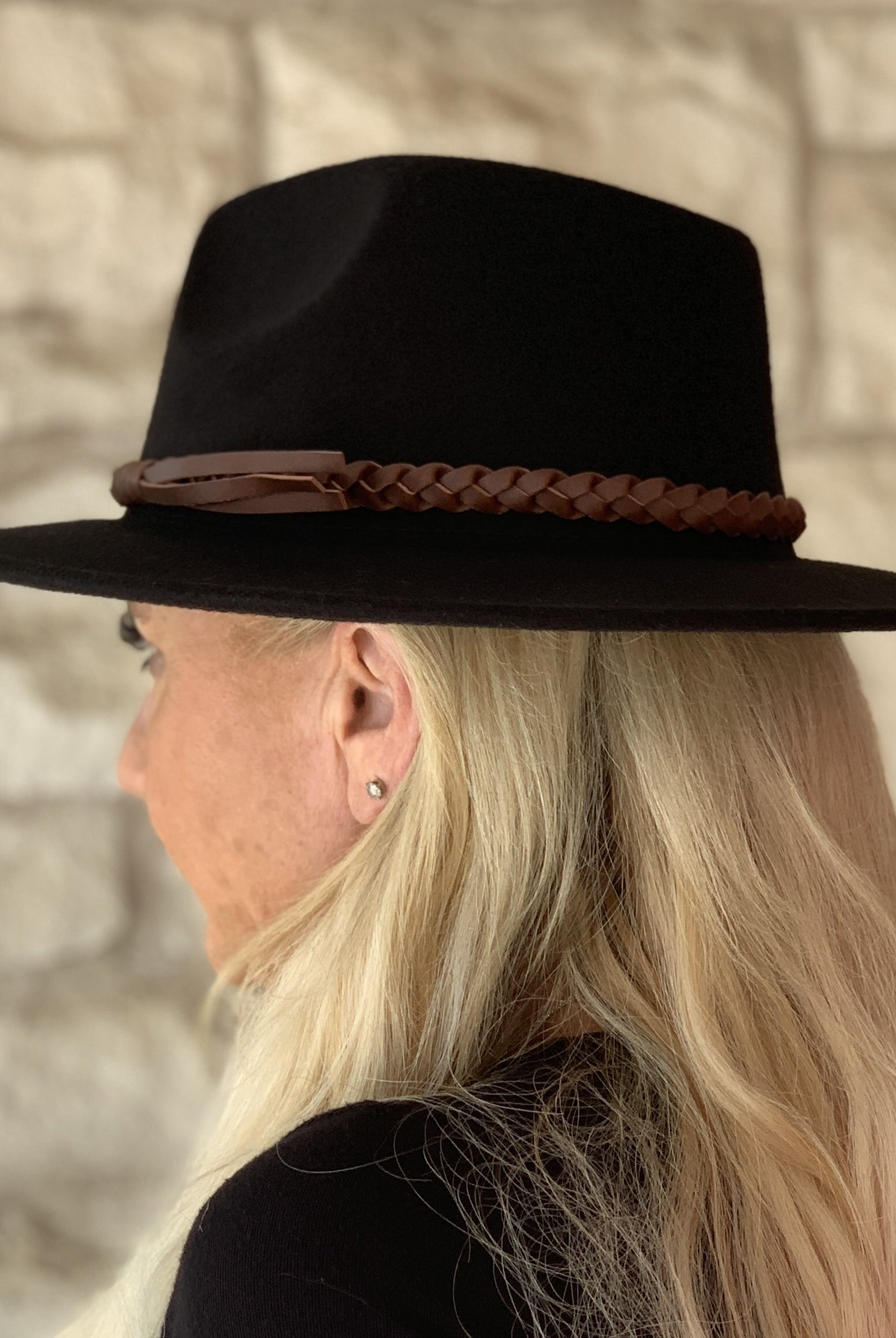 Jen & Co Debbie Braided Trim Wide Brim Fedora Hat In Black-Hats-Jen & Co.-Deja Nu Boutique, Women's Fashion Boutique in Lampasas, Texas