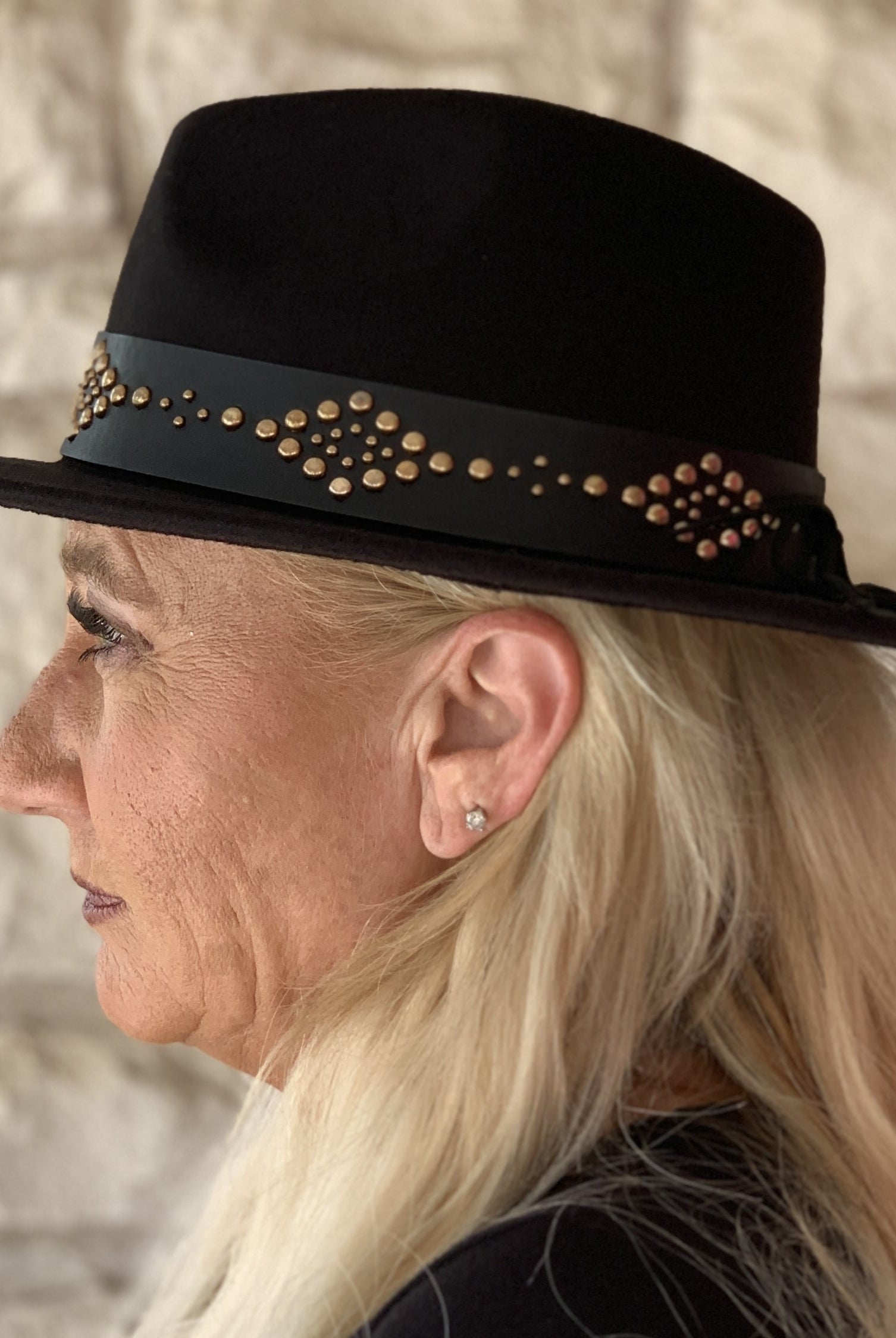 Jen & Co Glinda Grommet Trim Wide Brim Fedora Hat In Black-Hats-Jen & Co.-Deja Nu Boutique, Women's Fashion Boutique in Lampasas, Texas