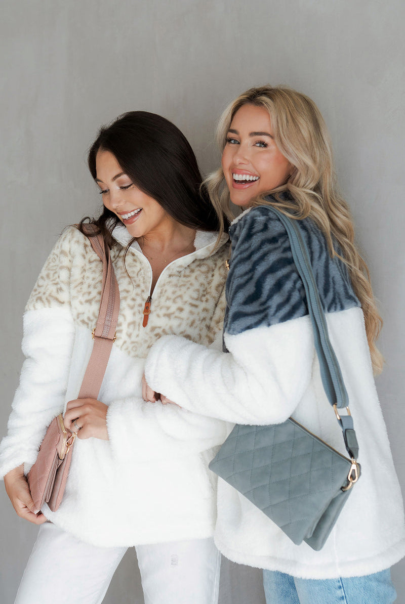 Jen & Co Izzy Quilted Crossbody With Guitar Strap In Grey Blue-Handbags, Wallets & Cases-Jen & Co.-Deja Nu Boutique, Women's Fashion Boutique in Lampasas, Texas