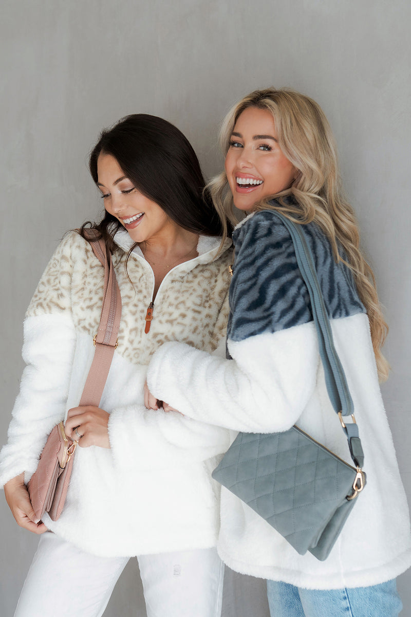 Jen & Co Izzy Quilted Crossbody With Guitar Strap In Grey Blue-Handbags, Wallets & Cases-Jen & Co.-Deja Nu Boutique, Women's Fashion Boutique in Lampasas, Texas