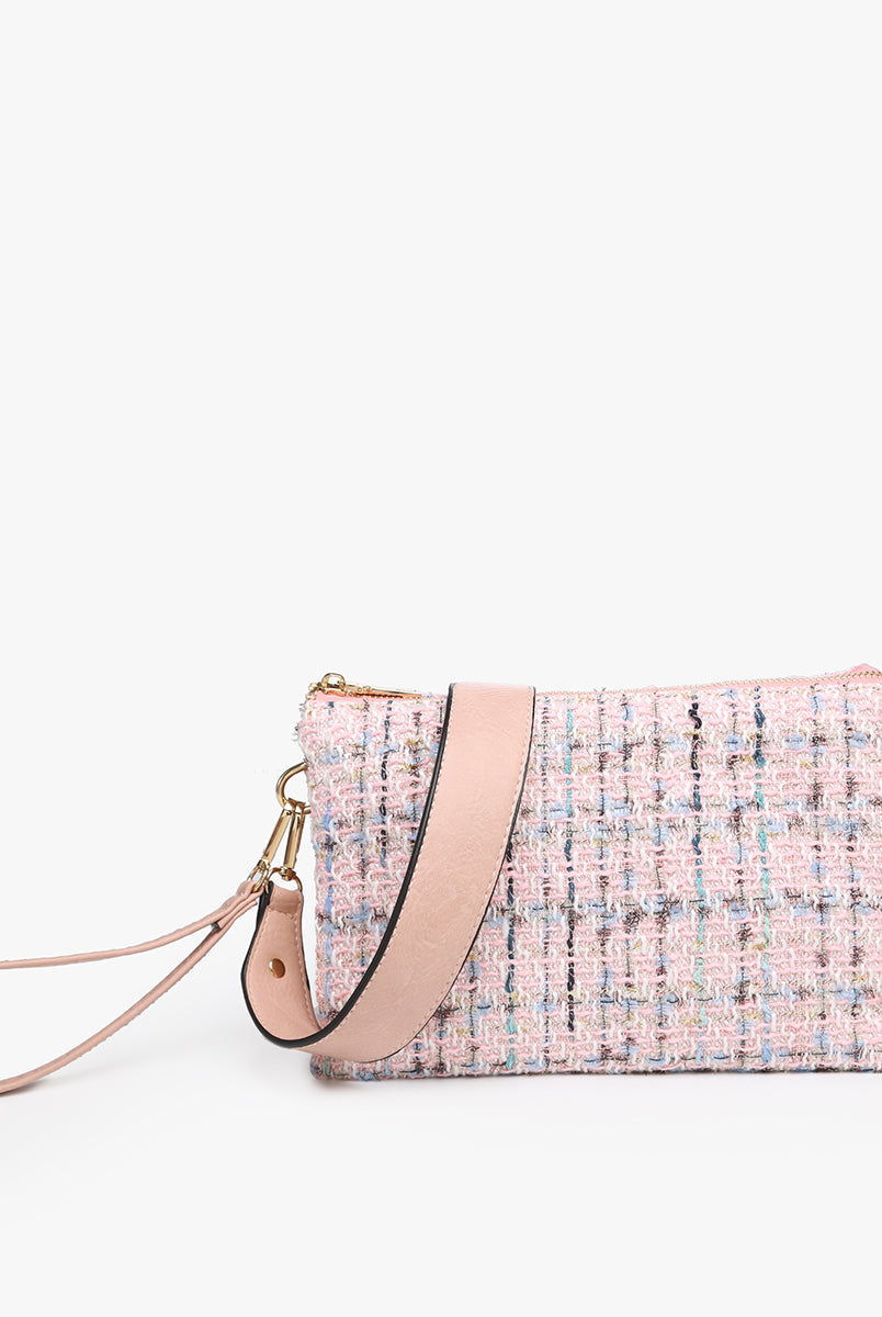 Jen & Co Izzy Tweed Crossbody With Guitar Strap In Pink-Handbags, Wallets & Cases-Jen & Co.-Deja Nu Boutique, Women's Fashion Boutique in Lampasas, Texas