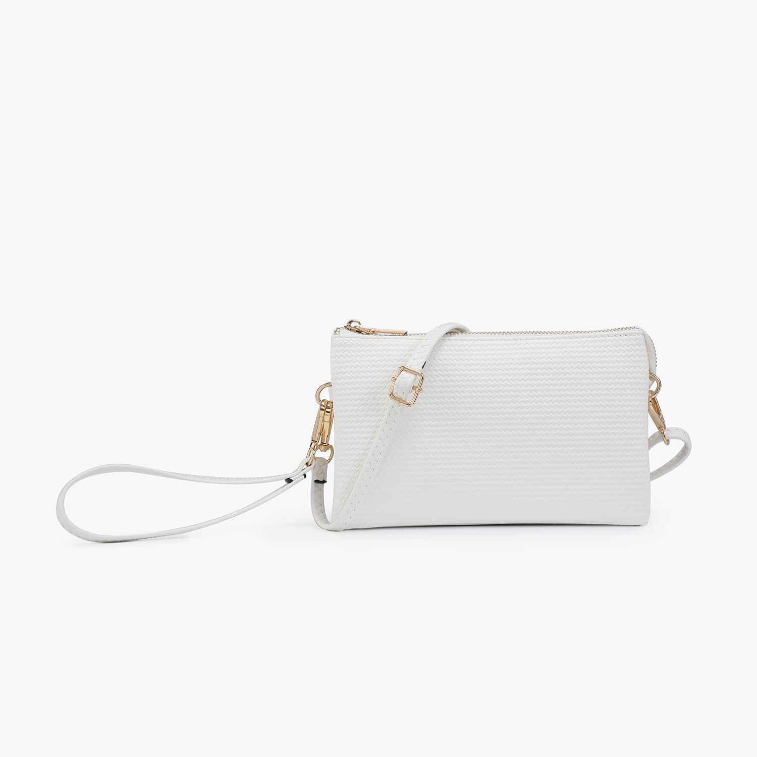 Jen & Co Riley Monogram 3 Compartment Crossbody Or Wristlet In White-Handbags, Wallets & Cases-Jen & Co.-Deja Nu Boutique, Women's Fashion Boutique in Lampasas, Texas