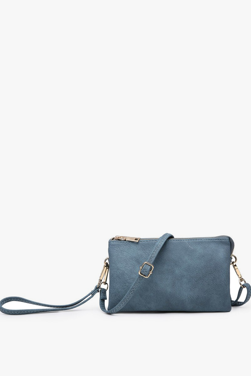 Jen & Co Riley Monogrammable 3 Compartment Crossbody Or Wristlet In Indigo-Handbags, Wallets & Cases-Jen & Co.-Deja Nu Boutique, Women's Fashion Boutique in Lampasas, Texas