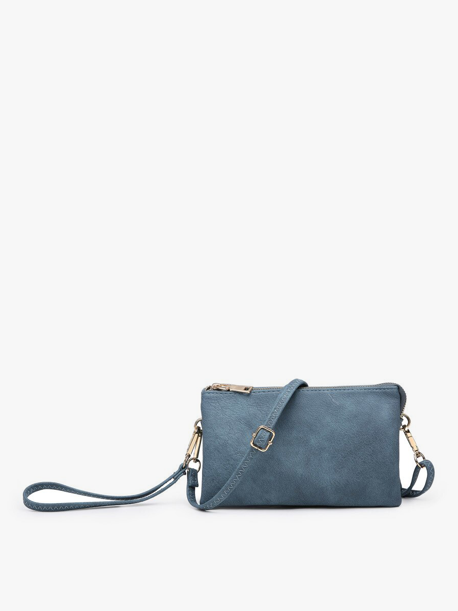 Jen & Co Riley Monogrammable 3 Compartment Crossbody Or Wristlet In Indigo-Handbags, Wallets & Cases-Jen & Co.-Deja Nu Boutique, Women's Fashion Boutique in Lampasas, Texas