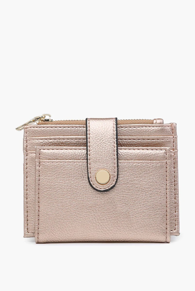 Jen & Co Sam Mini Snap Wallet Card Holder In Rose Gold-Handbags, Wallets & Cases-Jen & Co.-Deja Nu Boutique, Women's Fashion Boutique in Lampasas, Texas