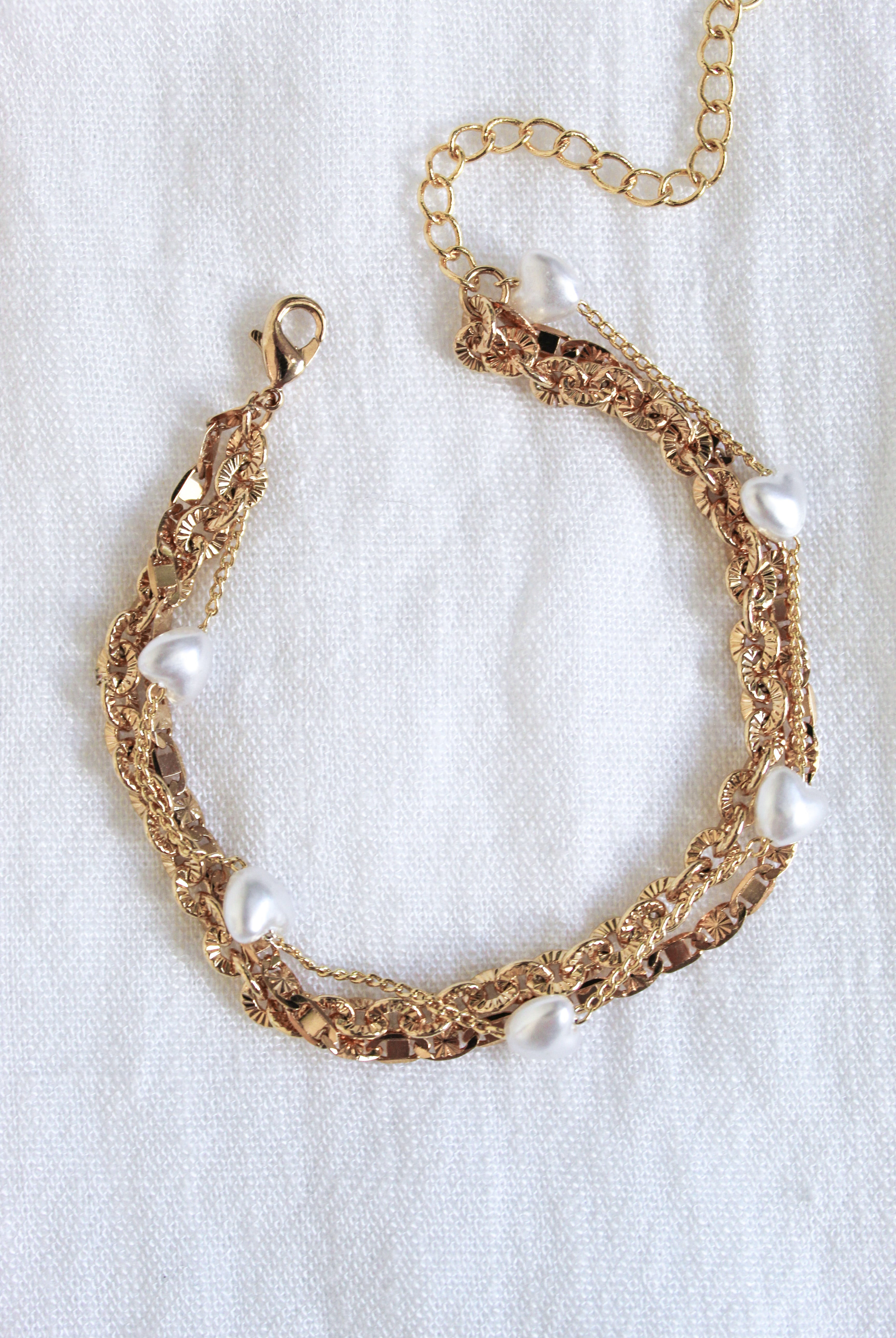 Kinsey Designs Beyah Layered Pearl Heart Figaro And Texture Chain Bracelet-Bracelets-Kinsey Designs-Deja Nu Boutique, Women's Fashion Boutique in Lampasas, Texas