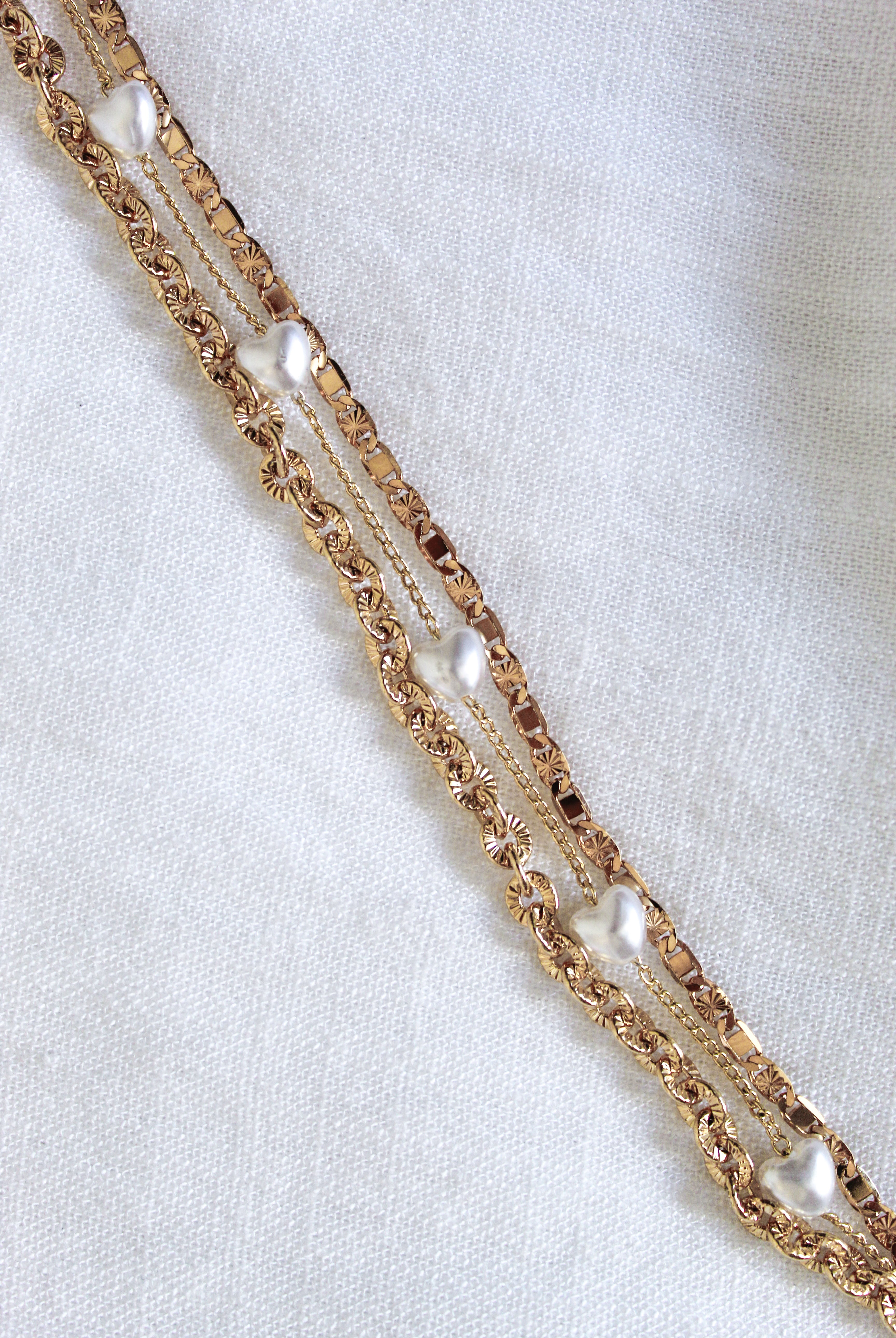 Kinsey Designs Beyah Layered Pearl Heart Figaro And Texture Chain Bracelet-Bracelets-Kinsey Designs-Deja Nu Boutique, Women's Fashion Boutique in Lampasas, Texas