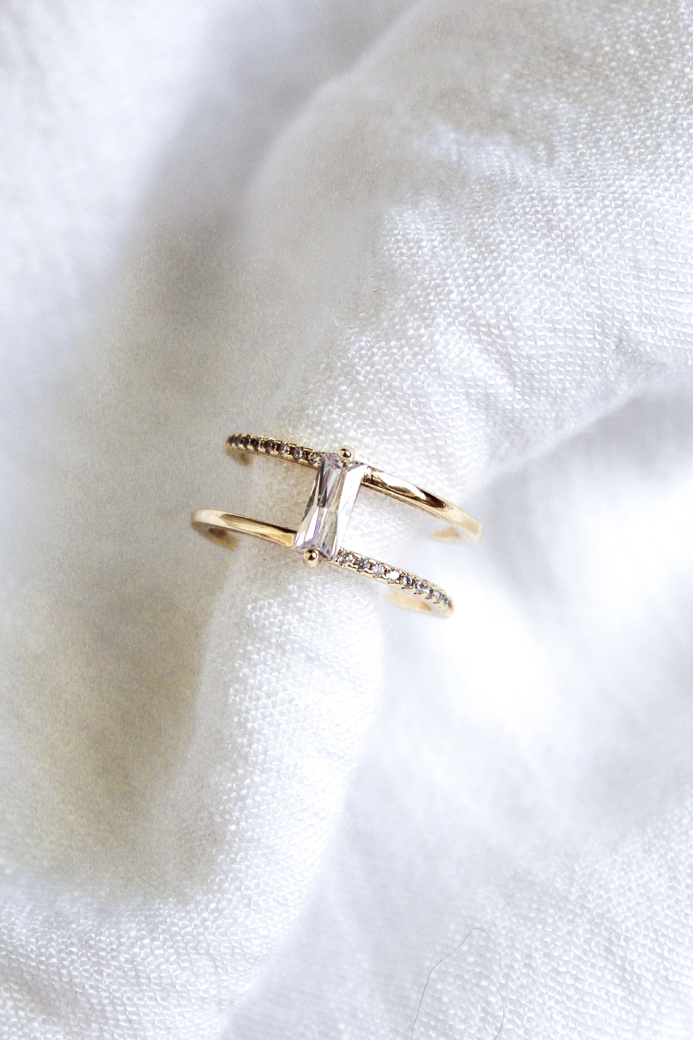 Kinsey Designs Cora Ring Double Band Ring With Baguette Center-Rings-Kinsey Designs-Deja Nu Boutique, Women's Fashion Boutique in Lampasas, Texas