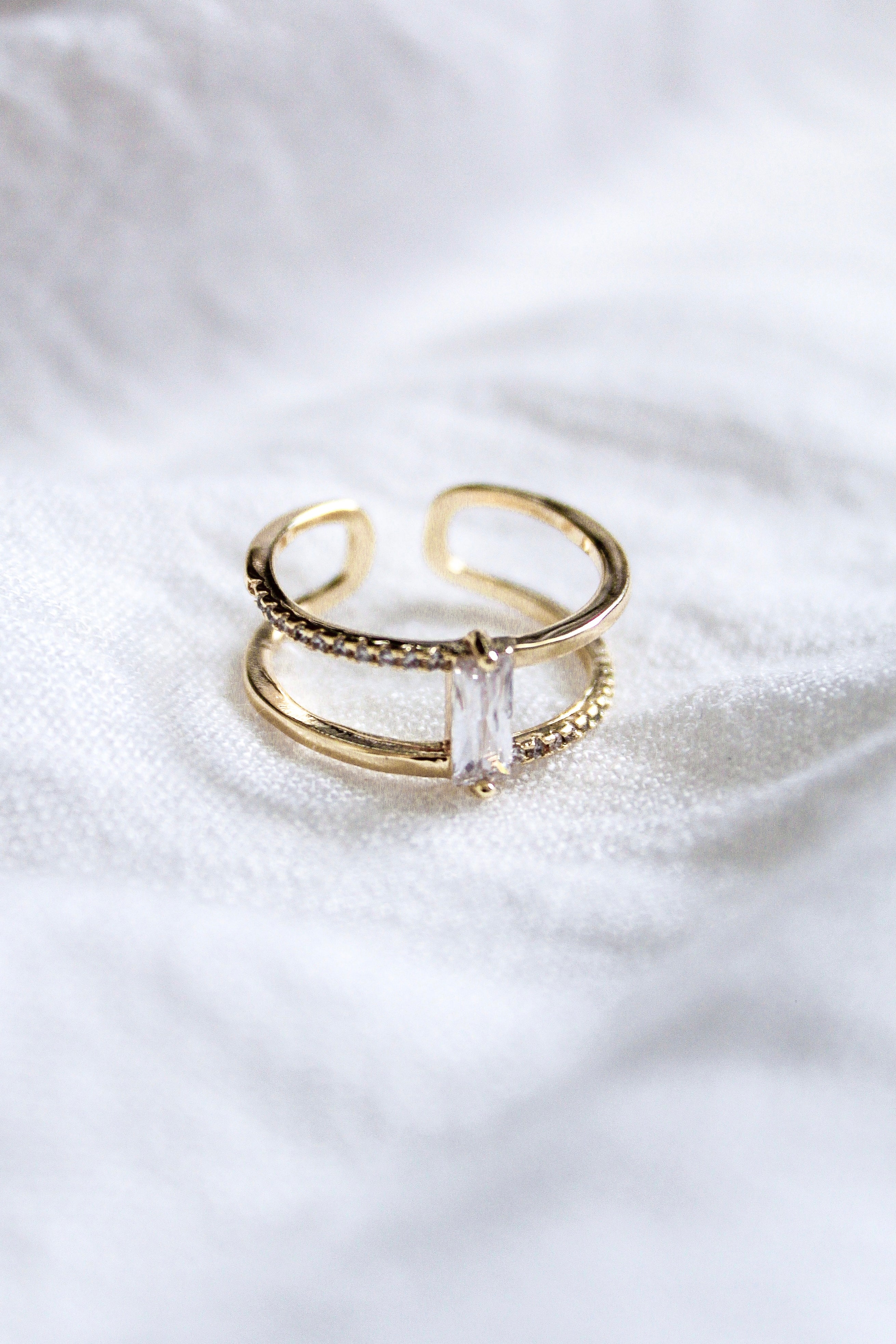 Kinsey Designs Cora Ring Double Band Ring With Baguette Center-Rings-Kinsey Designs-Deja Nu Boutique, Women's Fashion Boutique in Lampasas, Texas