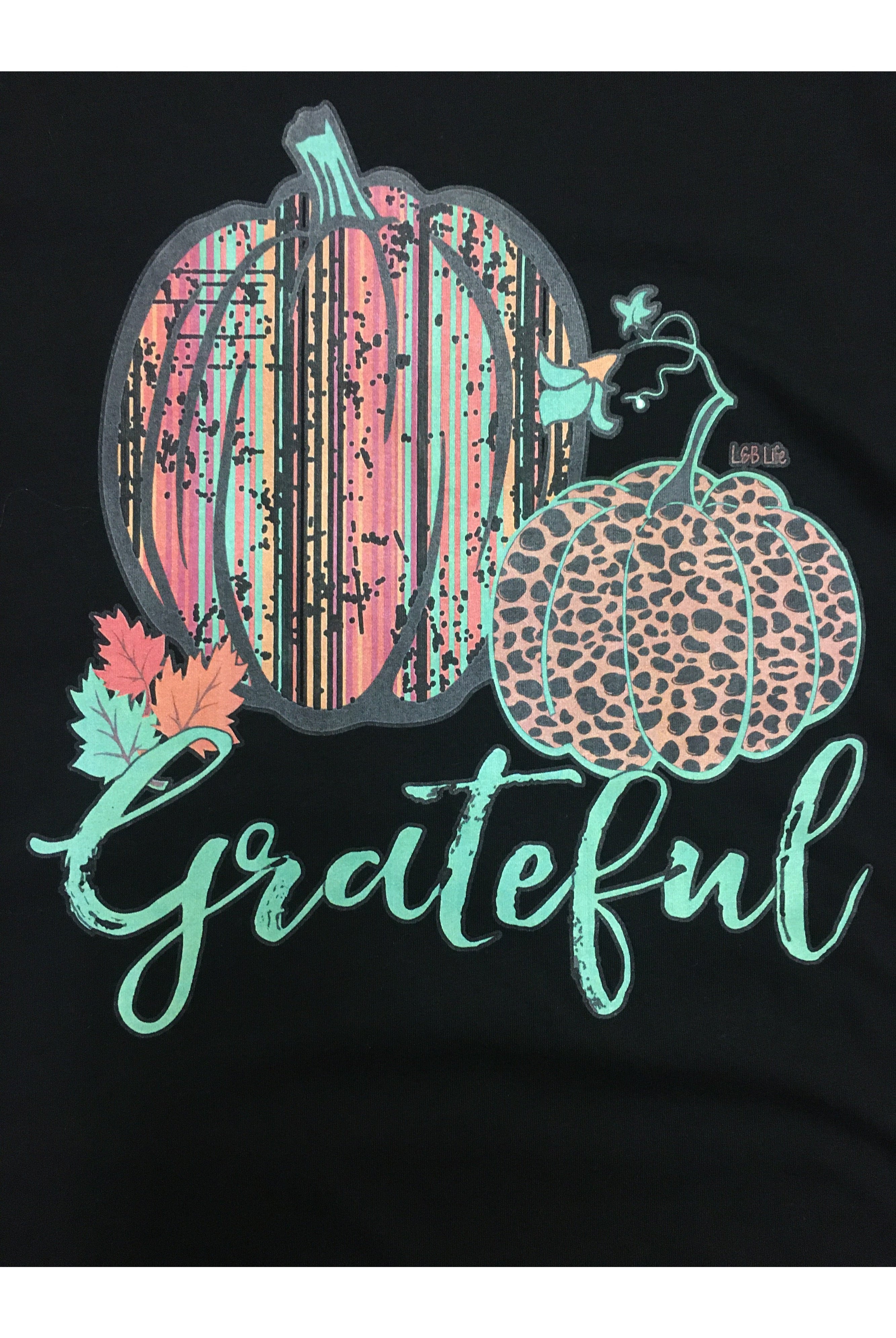 L And B Tees Black Grateful Pumpkin Tee-Graphic Tees-L and B Tees-Deja Nu Boutique, Women's Fashion Boutique in Lampasas, Texas