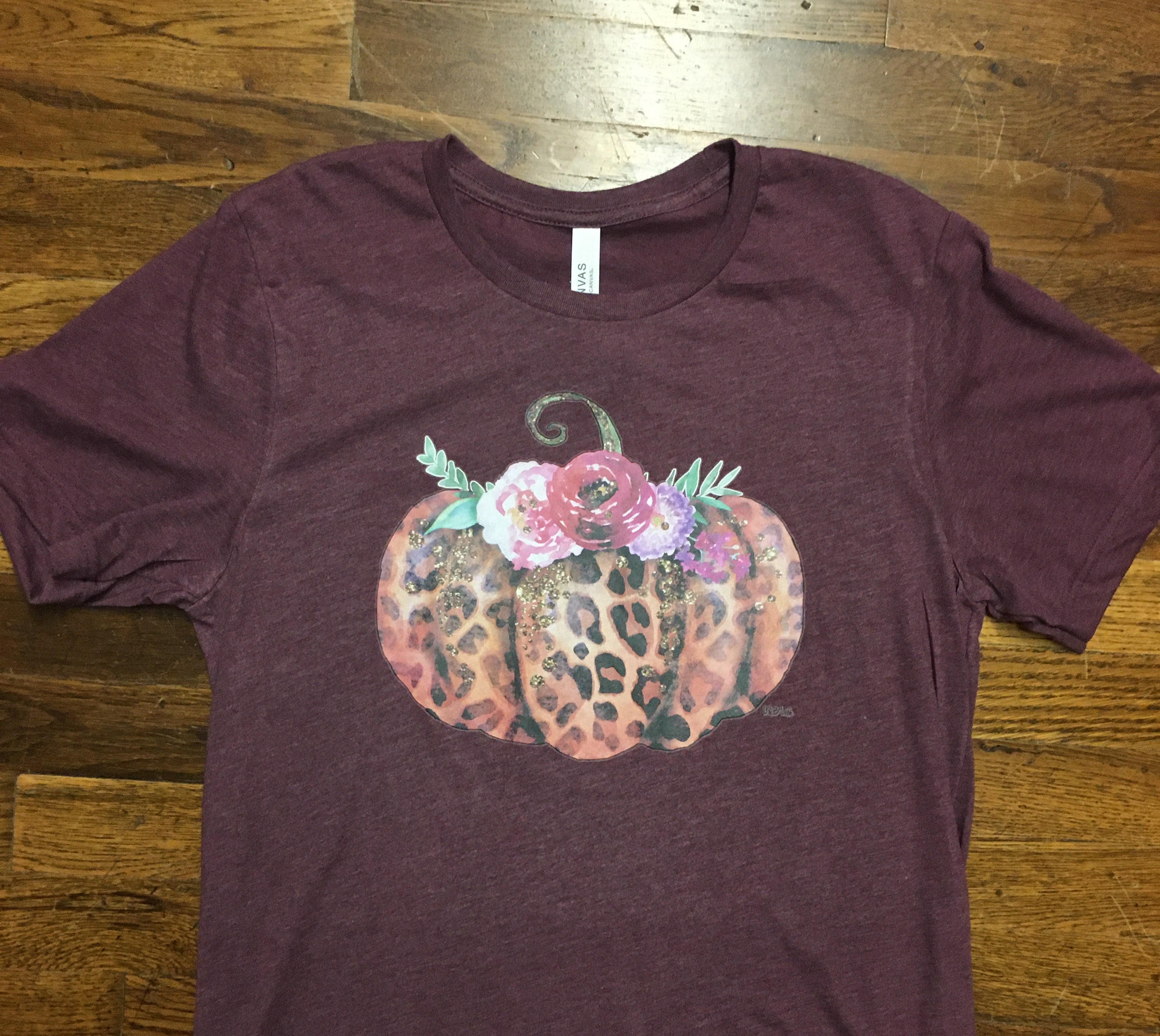 L And B Tees Plum Leopard Pumpkin-Curvy/Plus Tees-L and B Tees-Deja Nu Boutique, Women's Fashion Boutique in Lampasas, Texas