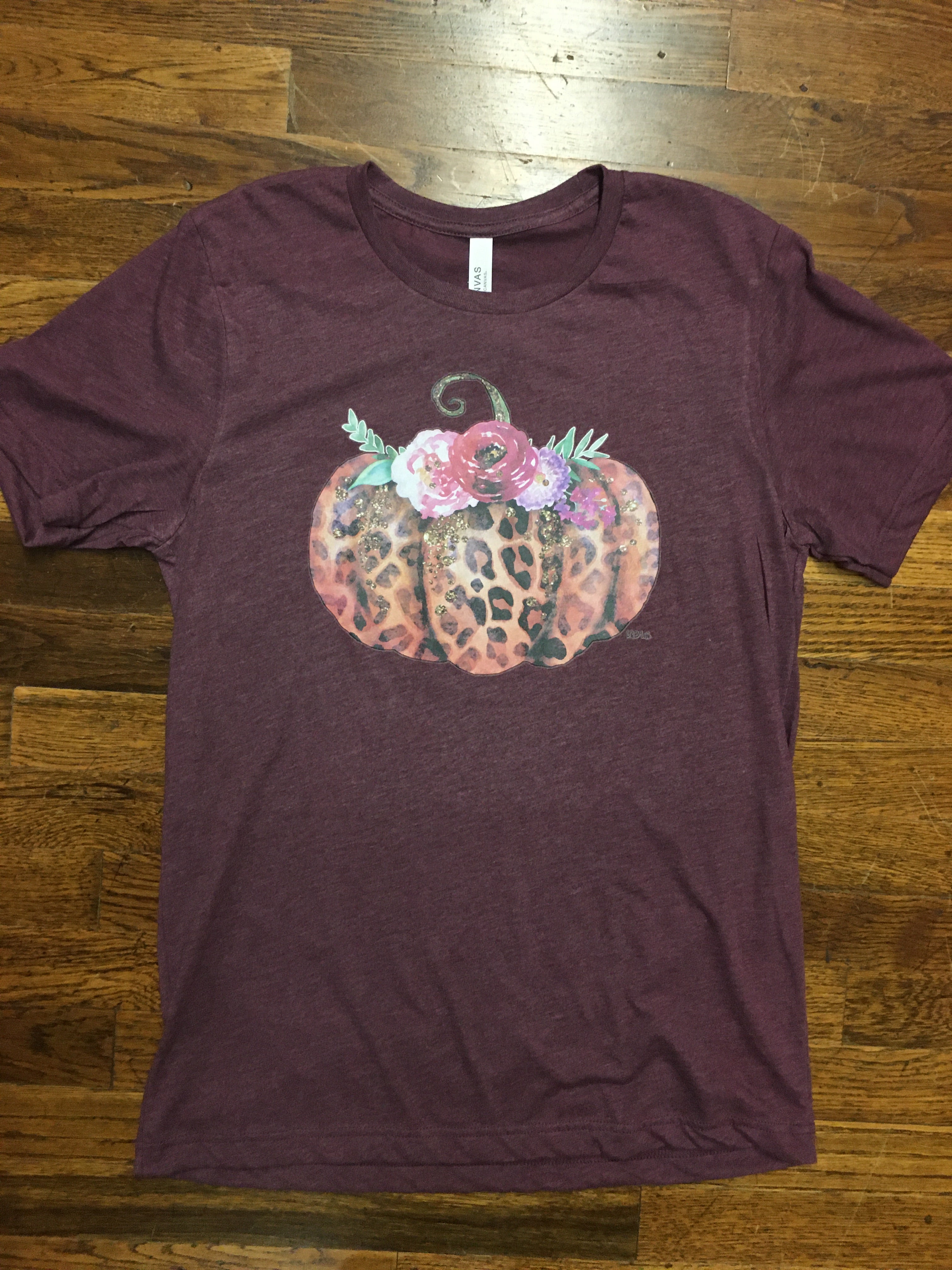 L And B Tees Plum Leopard Pumpkin-Curvy/Plus Tees-L and B Tees-Deja Nu Boutique, Women's Fashion Boutique in Lampasas, Texas