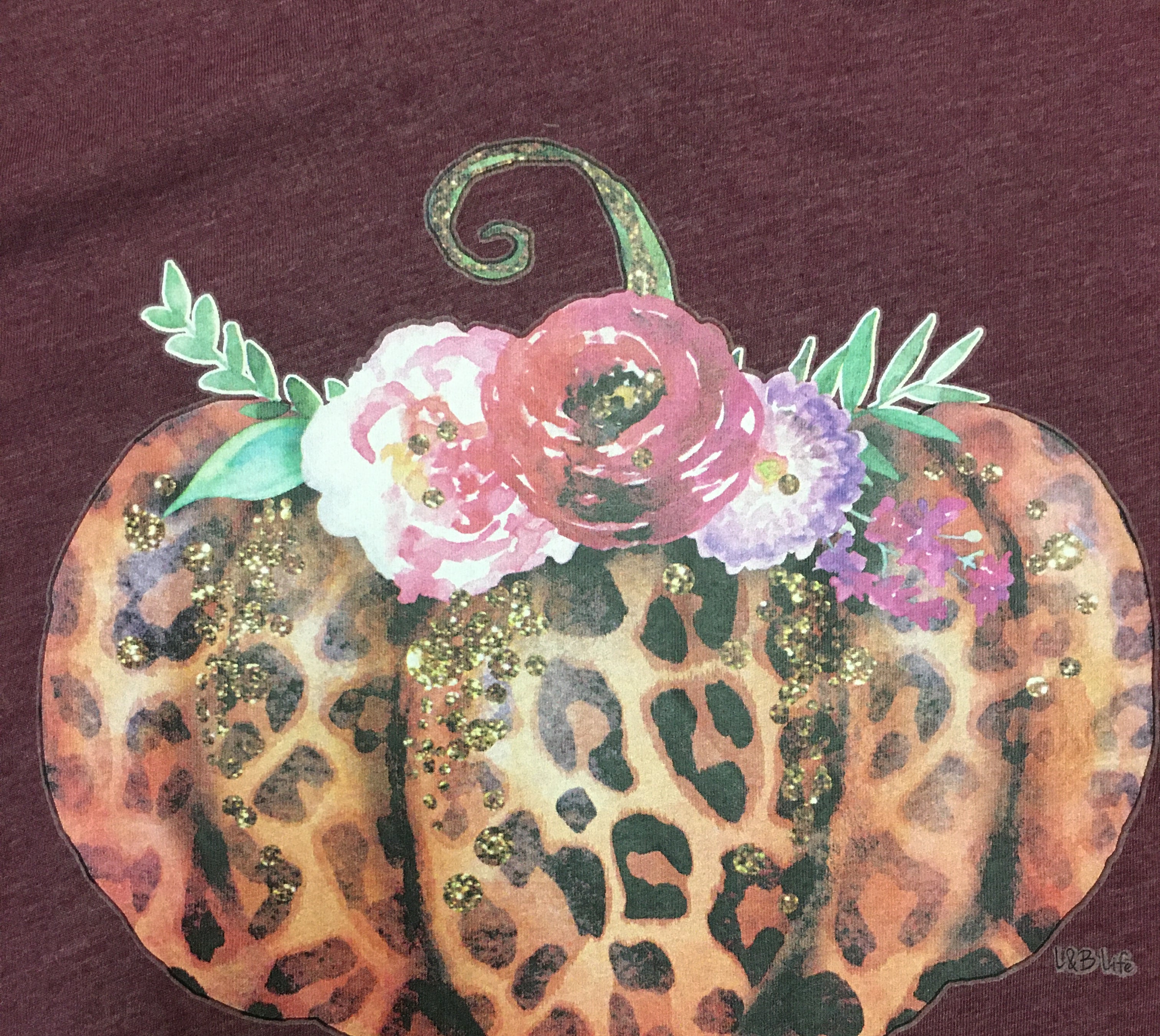 L And B Tees Plum Leopard Pumpkin-Curvy/Plus Tees-L and B Tees-Deja Nu Boutique, Women's Fashion Boutique in Lampasas, Texas