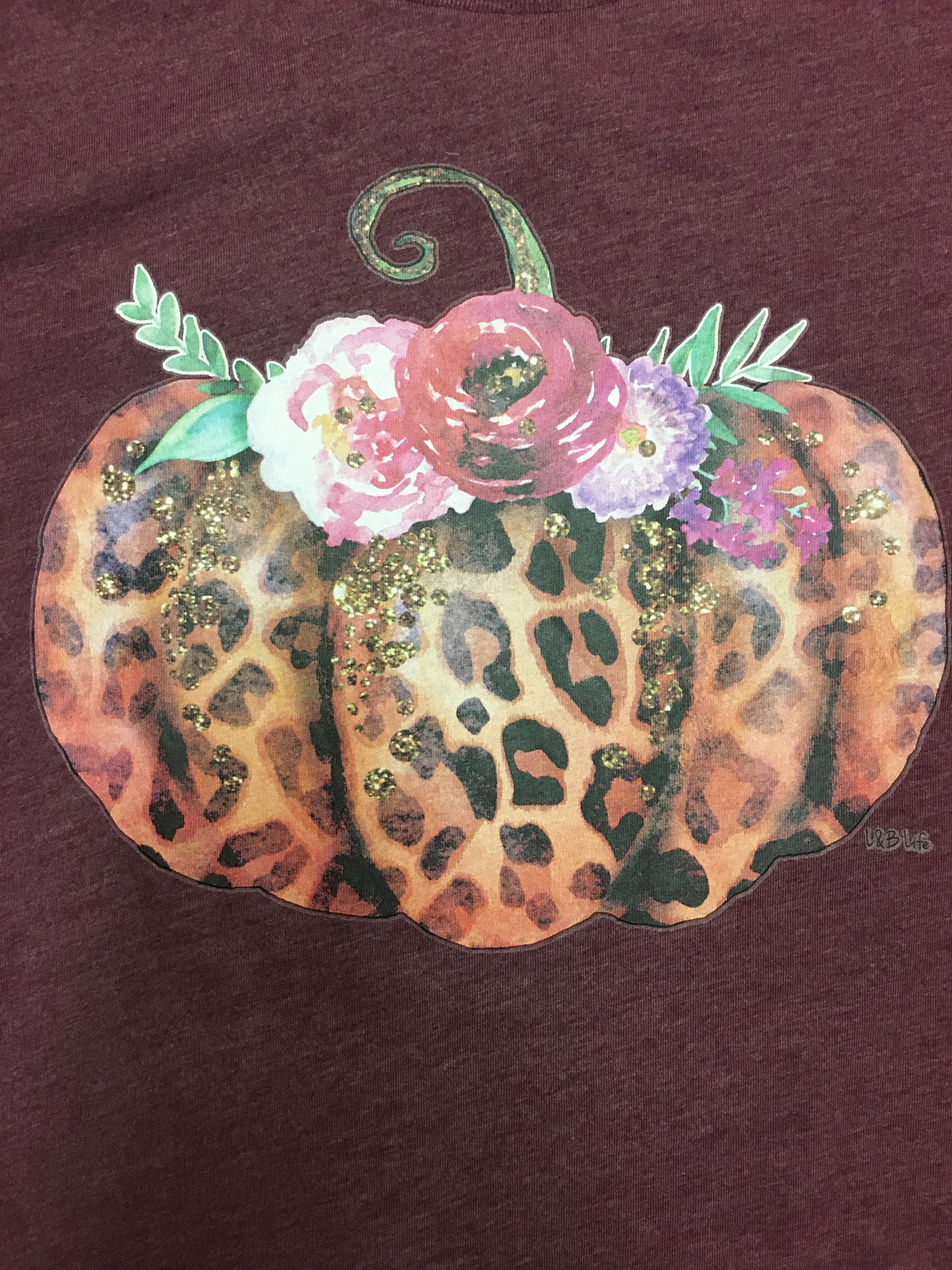 L And B Tees Plum Leopard Pumpkin-Curvy/Plus Tees-L and B Tees-Deja Nu Boutique, Women's Fashion Boutique in Lampasas, Texas
