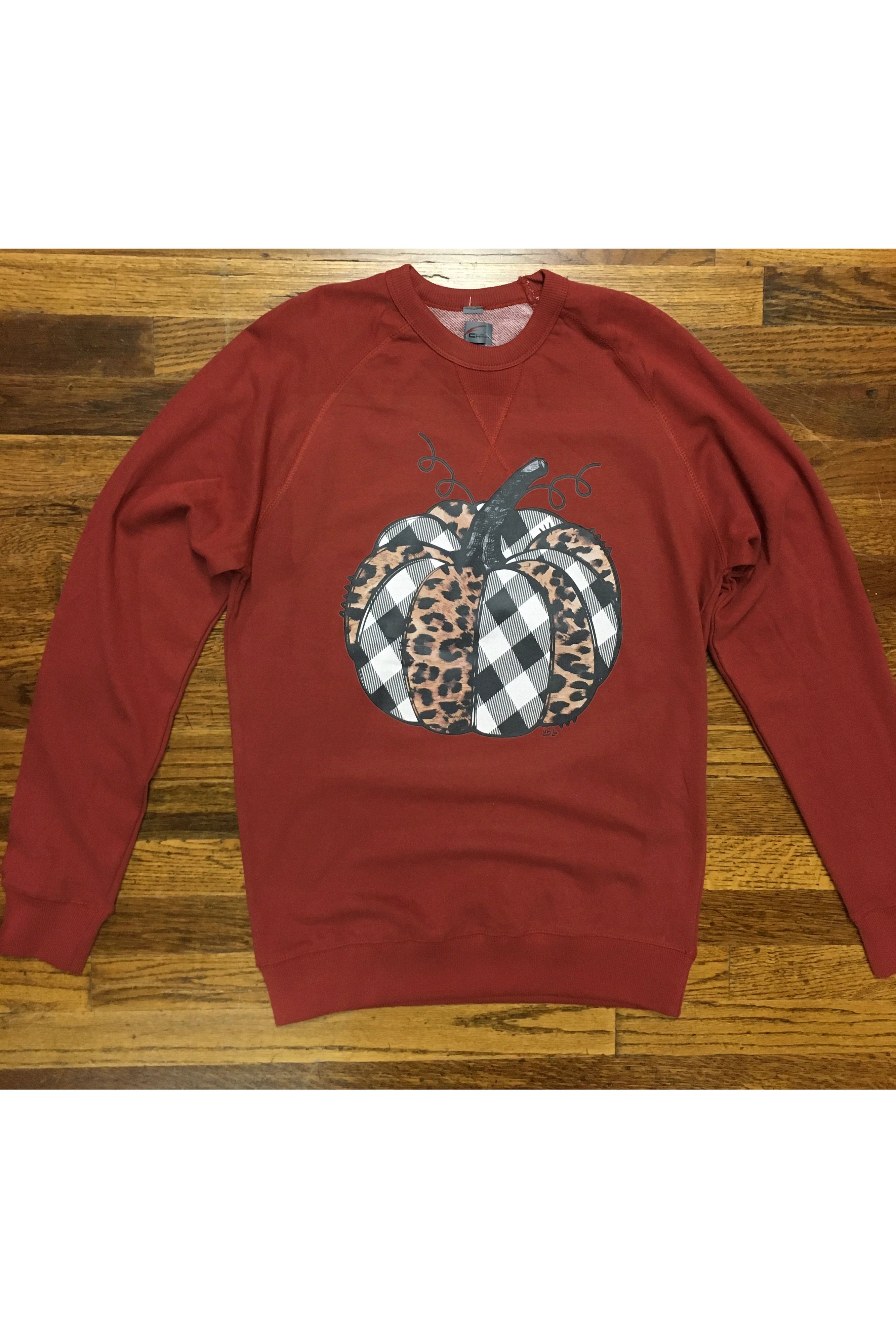L and B Tees Rust Pumpkin Sweatshirt-Graphic Sweaters-L and B Tees-Deja Nu Boutique, Women's Fashion Boutique in Lampasas, Texas