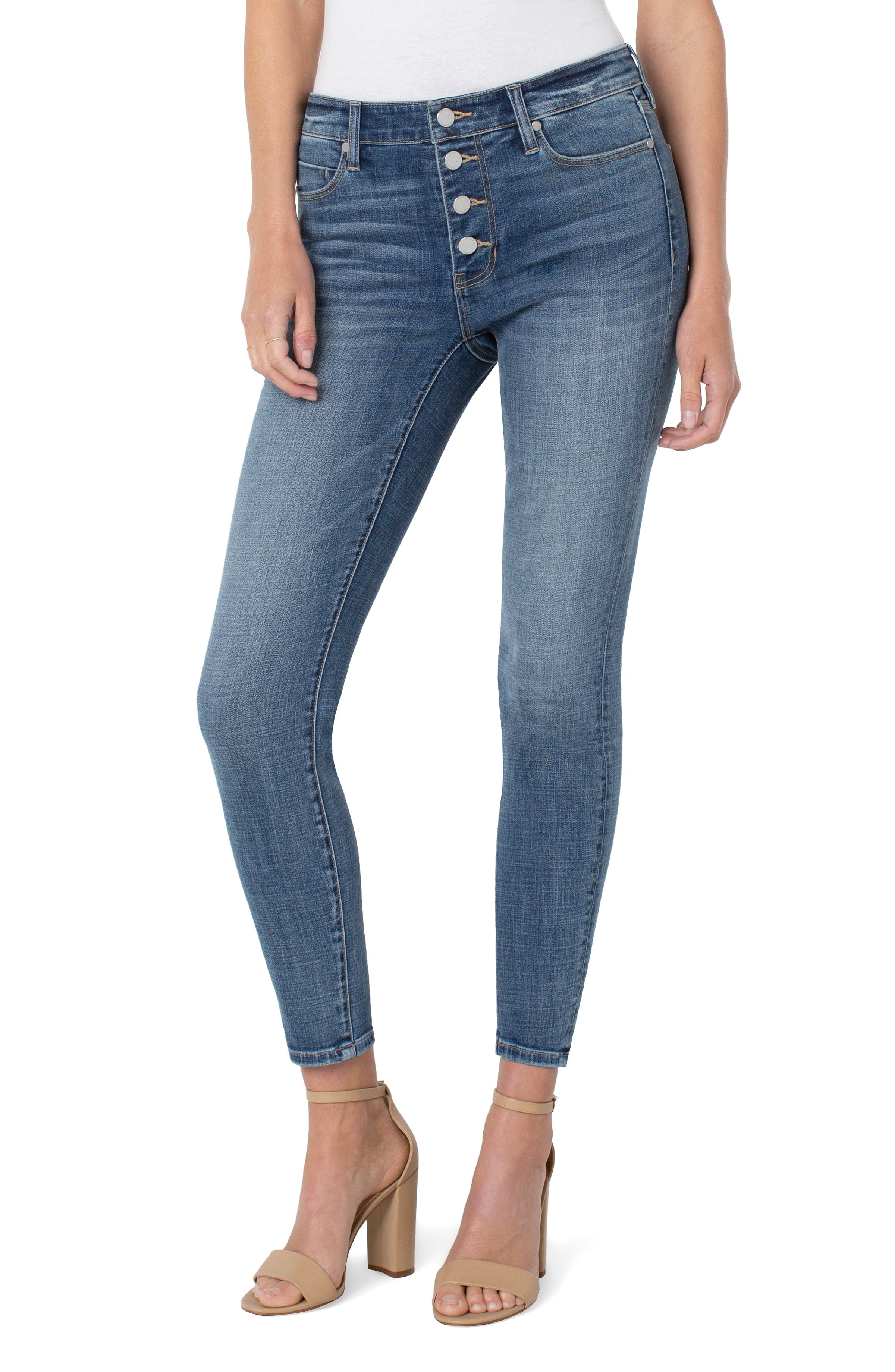 Liverpool Abby High Rise Ankle Skinny With Exposed Button And Cut In Perry-Bottoms-Liverpool-Deja Nu Boutique, Women's Fashion Boutique in Lampasas, Texas