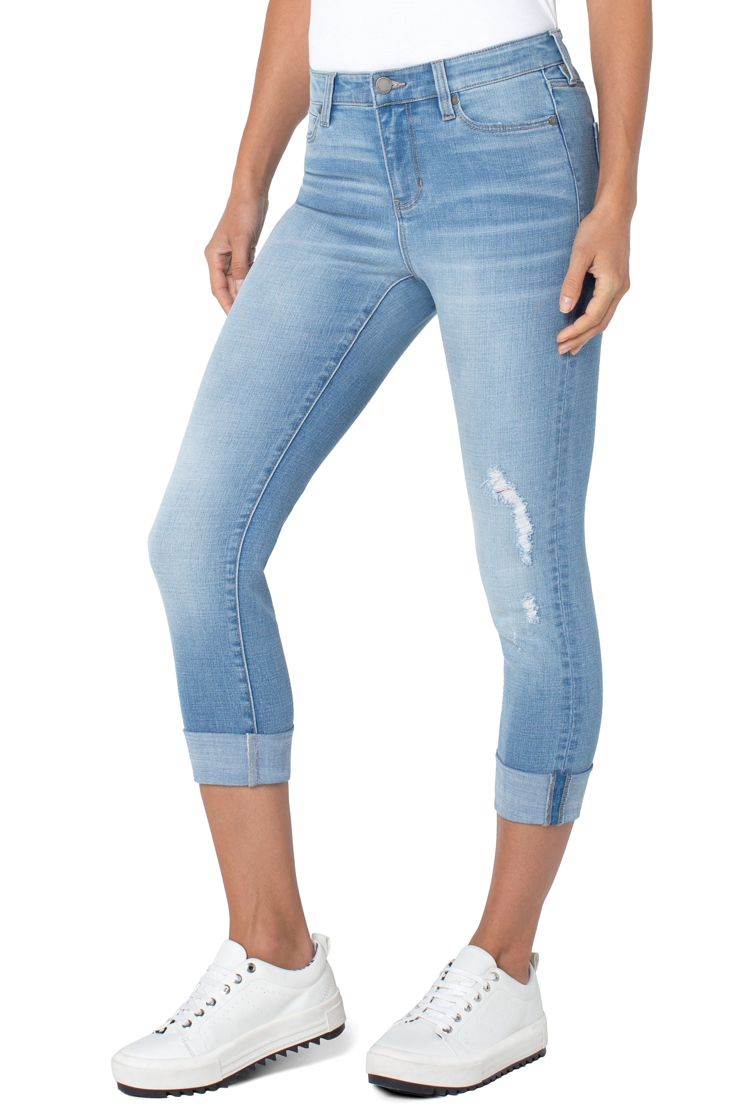 Liverpool Charlie Crop Wide Rolled Cuff Jean In Riverton-Bottoms-Liverpool-Deja Nu Boutique, Women's Fashion Boutique in Lampasas, Texas