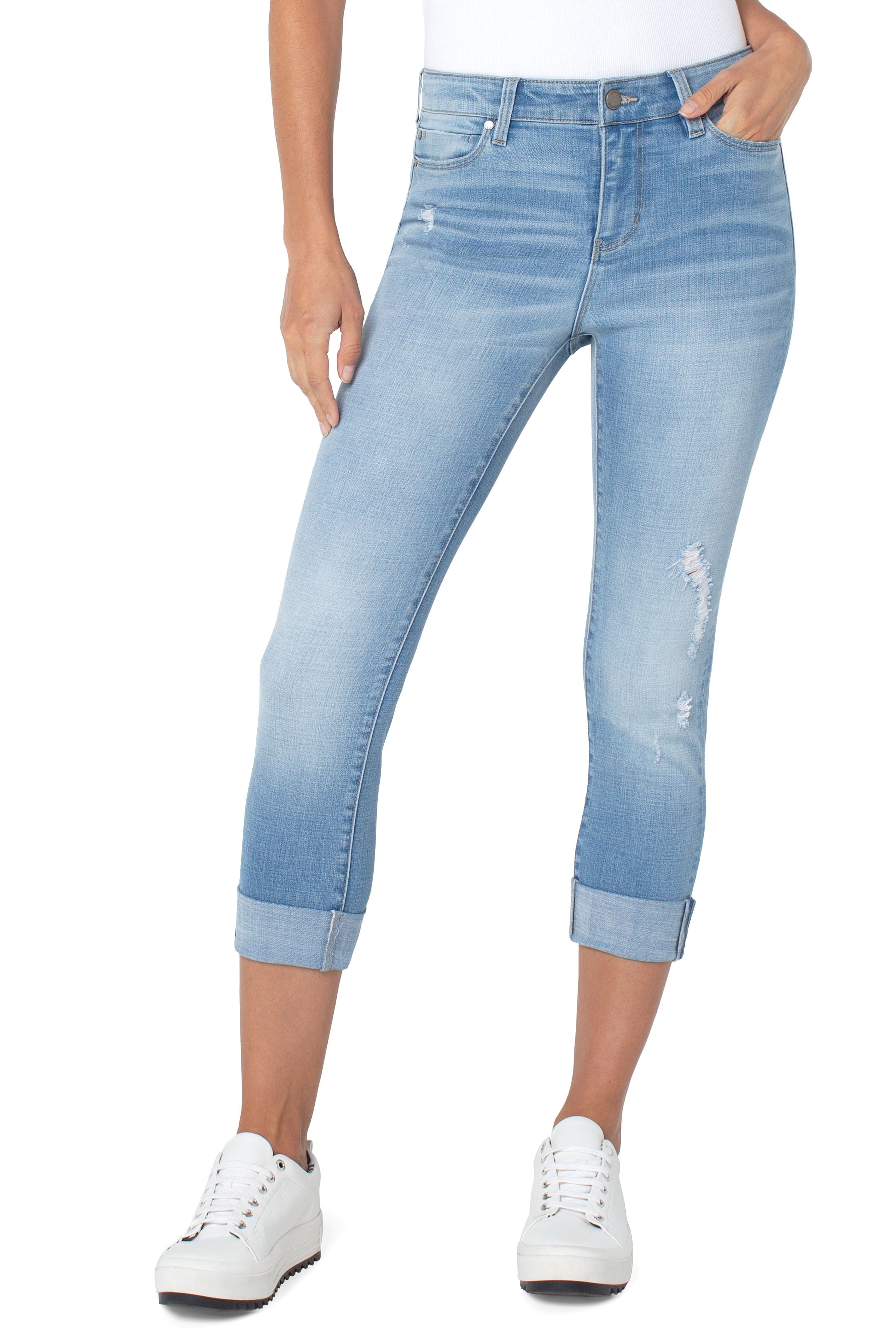 Liverpool Charlie Crop Wide Rolled Cuff Jean In Riverton-Bottoms-Liverpool-Deja Nu Boutique, Women's Fashion Boutique in Lampasas, Texas