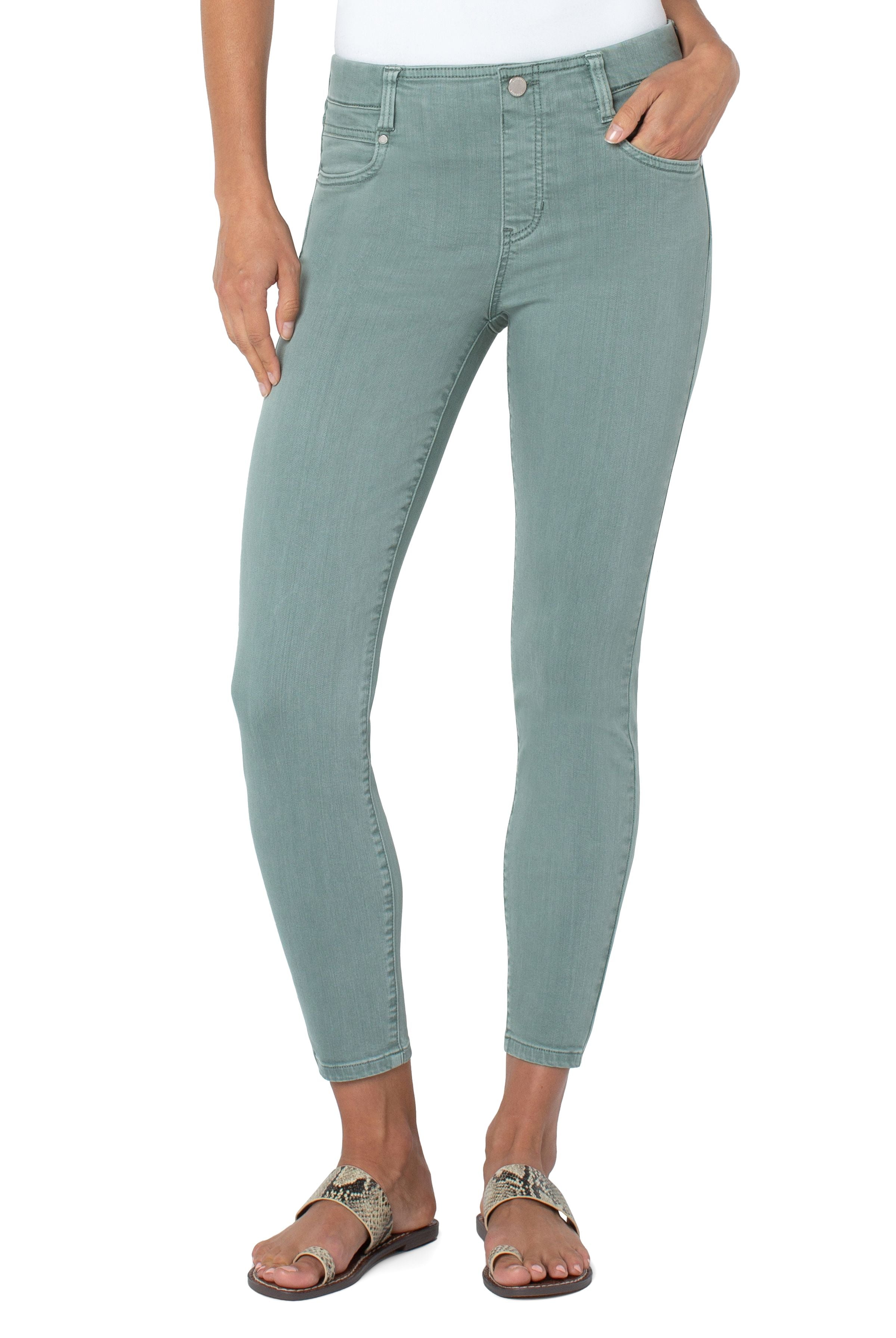Liverpool Gia Glider Ankle Skinny Jean 28" Ins. In Sea Green-Bottoms-Liverpool-Deja Nu Boutique, Women's Fashion Boutique in Lampasas, Texas