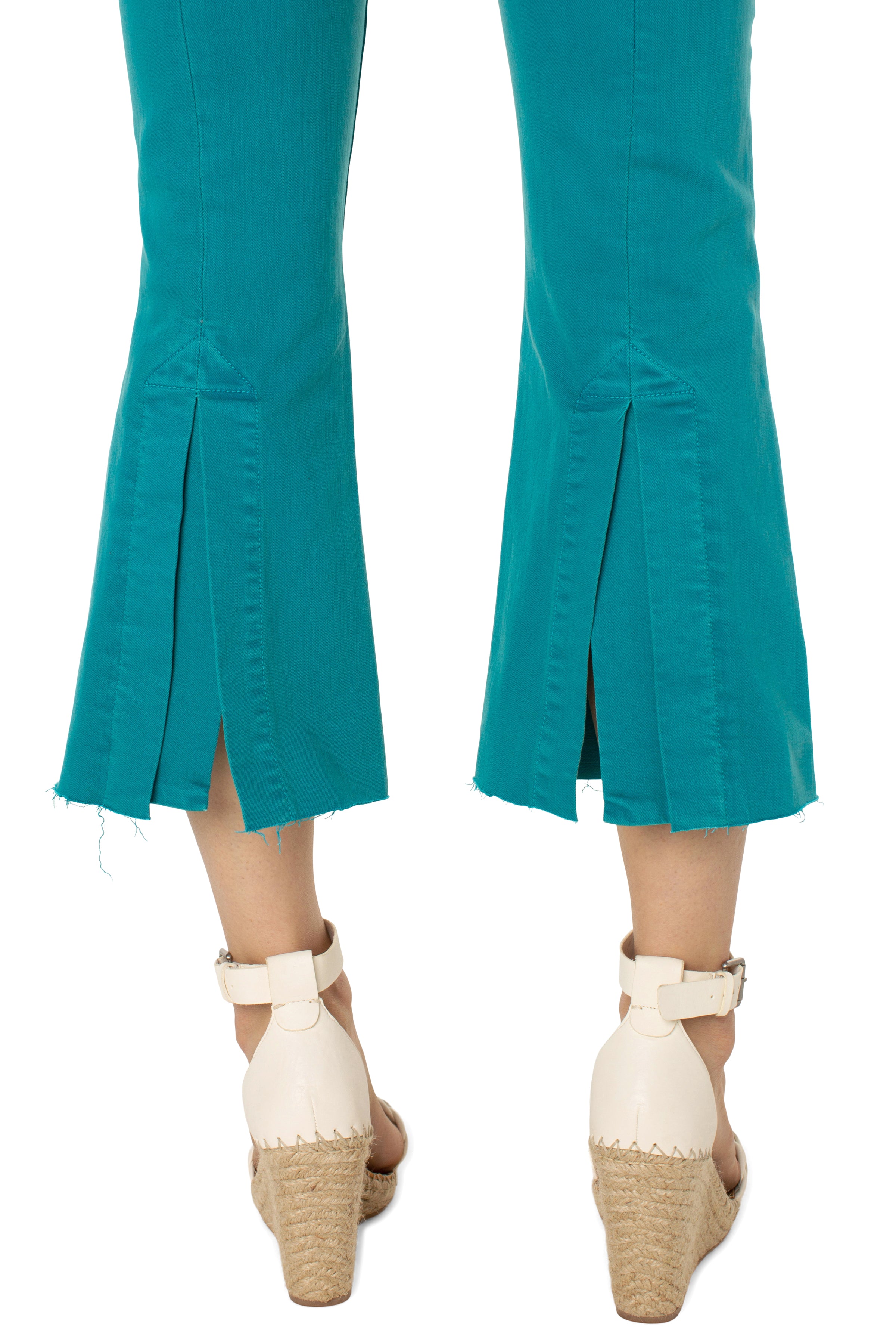 Liverpool Gia Glider Crop Flare With Back Kick Pleat 25.5in In Lake Blue-Bottoms-Liverpool-Deja Nu Boutique, Women's Fashion Boutique in Lampasas, Texas