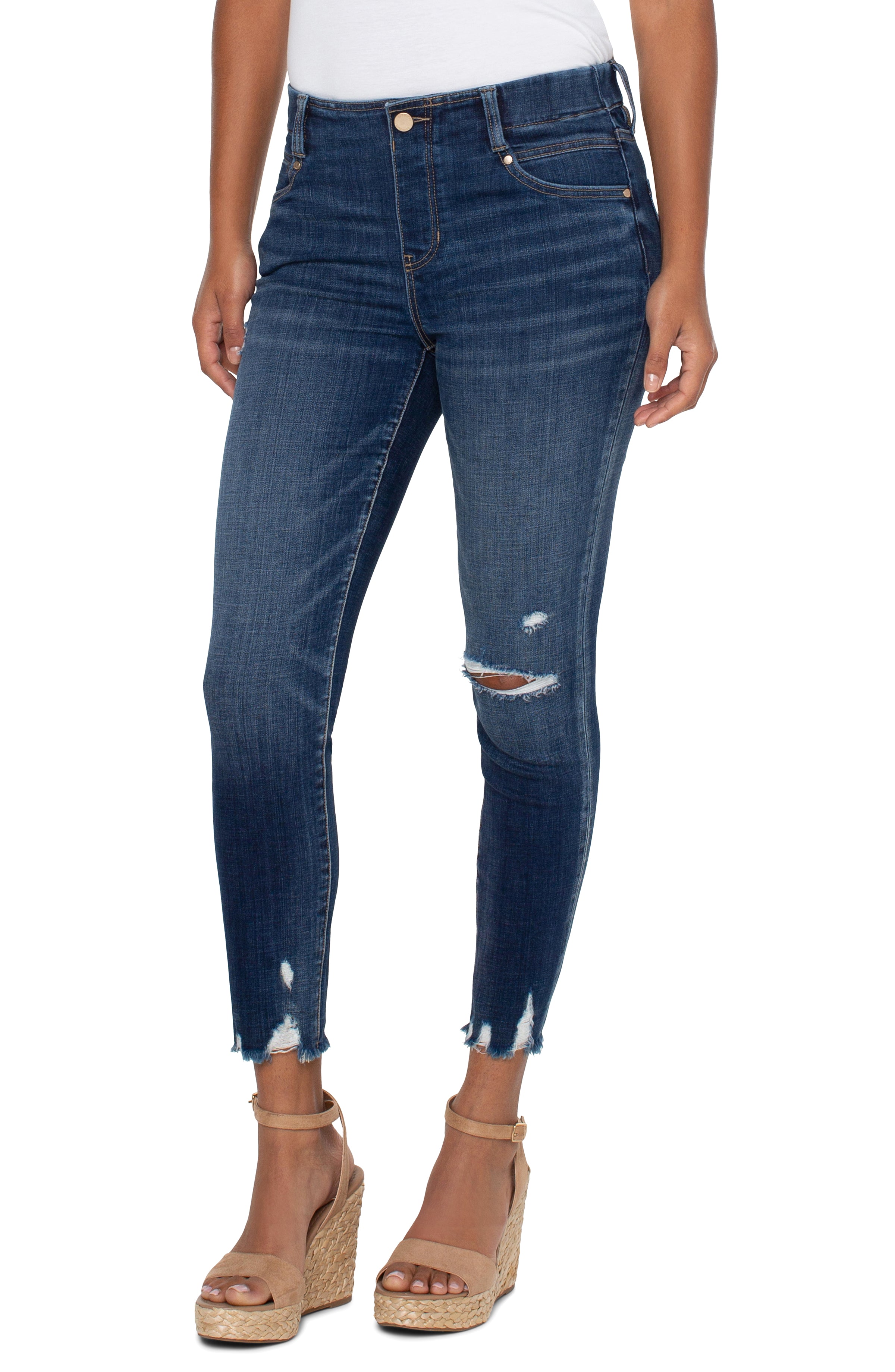 Liverpool Gia Pull On Crop Skinny With Fray Hem 27 in In Ellingwood-Jeans-Liverpool-Deja Nu Boutique, Women's Fashion Boutique in Lampasas, Texas