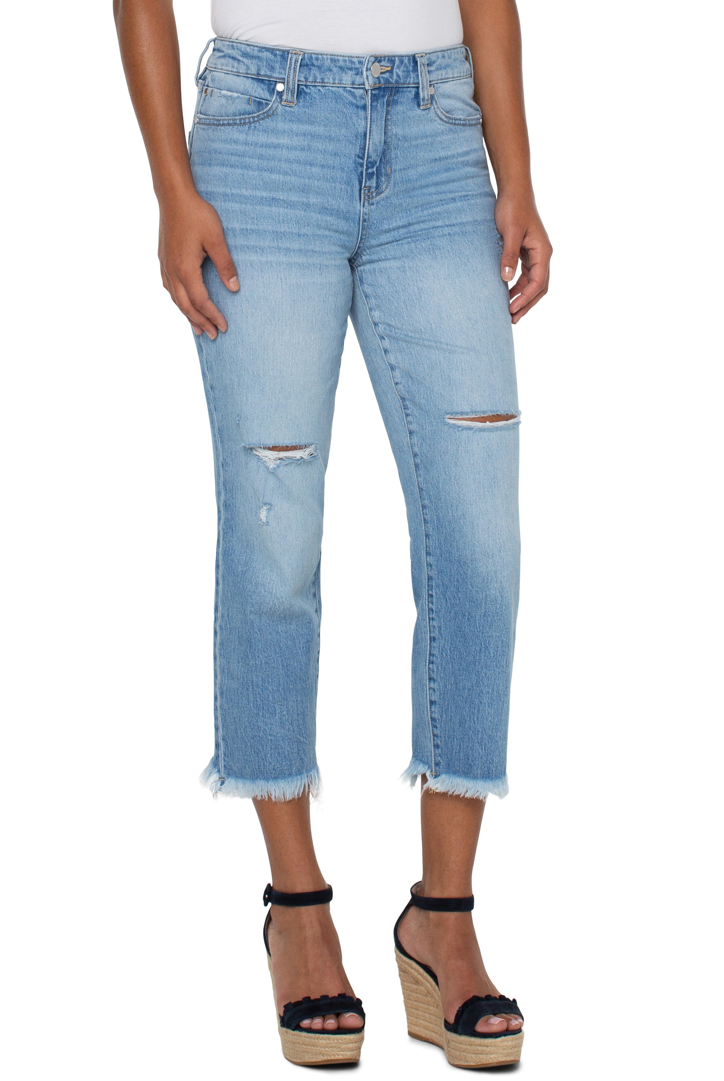 Liverpool High Rise Non-Skinny Jean With Fray Hew 25in In Balmer-Jeans-Liverpool-Deja Nu Boutique, Women's Fashion Boutique in Lampasas, Texas