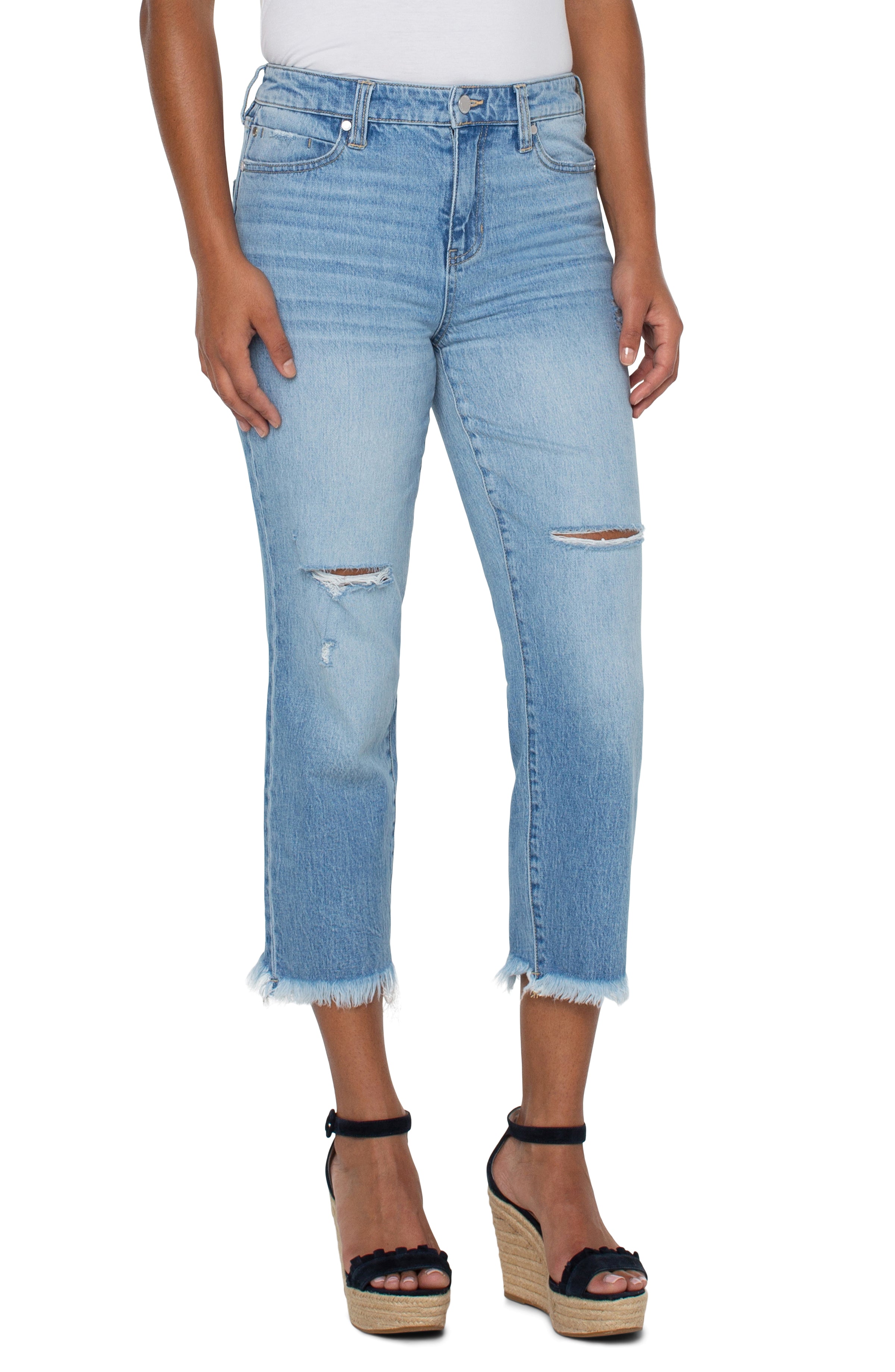 Liverpool High Rise Non-Skinny Jean With Fray Hew 25in In Balmer-Jeans-Liverpool-Deja Nu Boutique, Women's Fashion Boutique in Lampasas, Texas