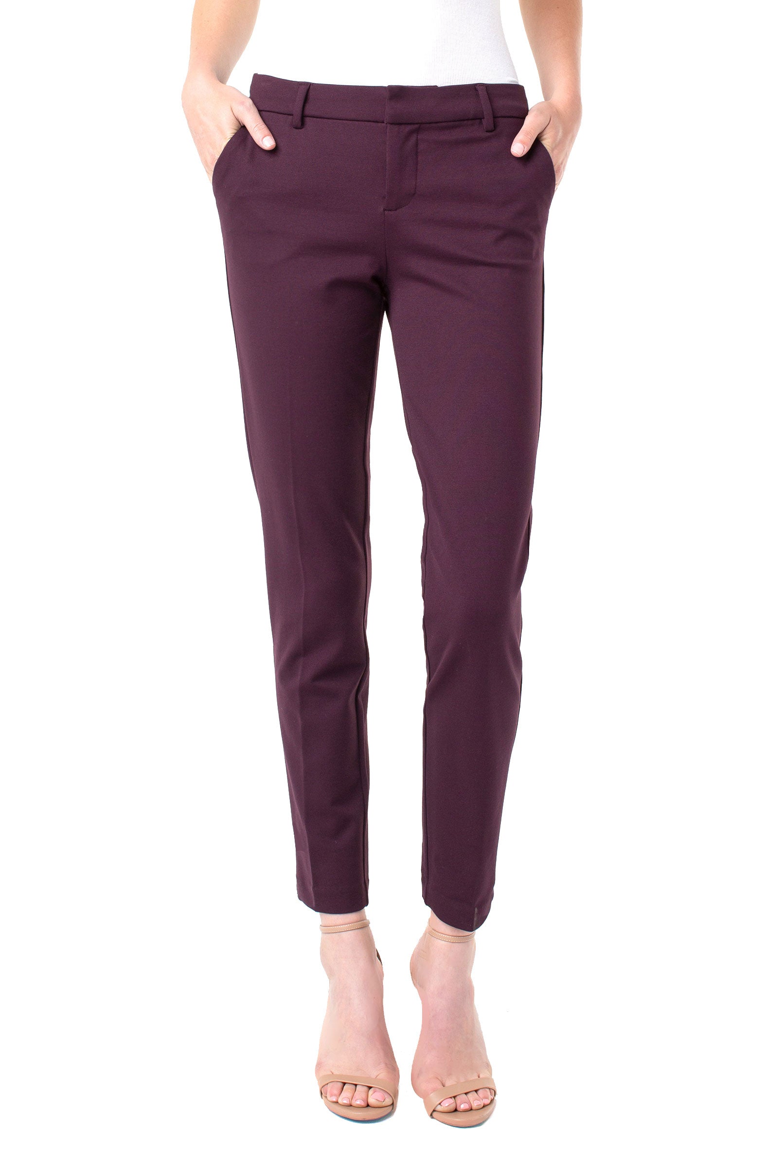 Liverpool Kelsey Knit Trouser In Aubergine-Bottoms-Liverpool-Deja Nu Boutique, Women's Fashion Boutique in Lampasas, Texas