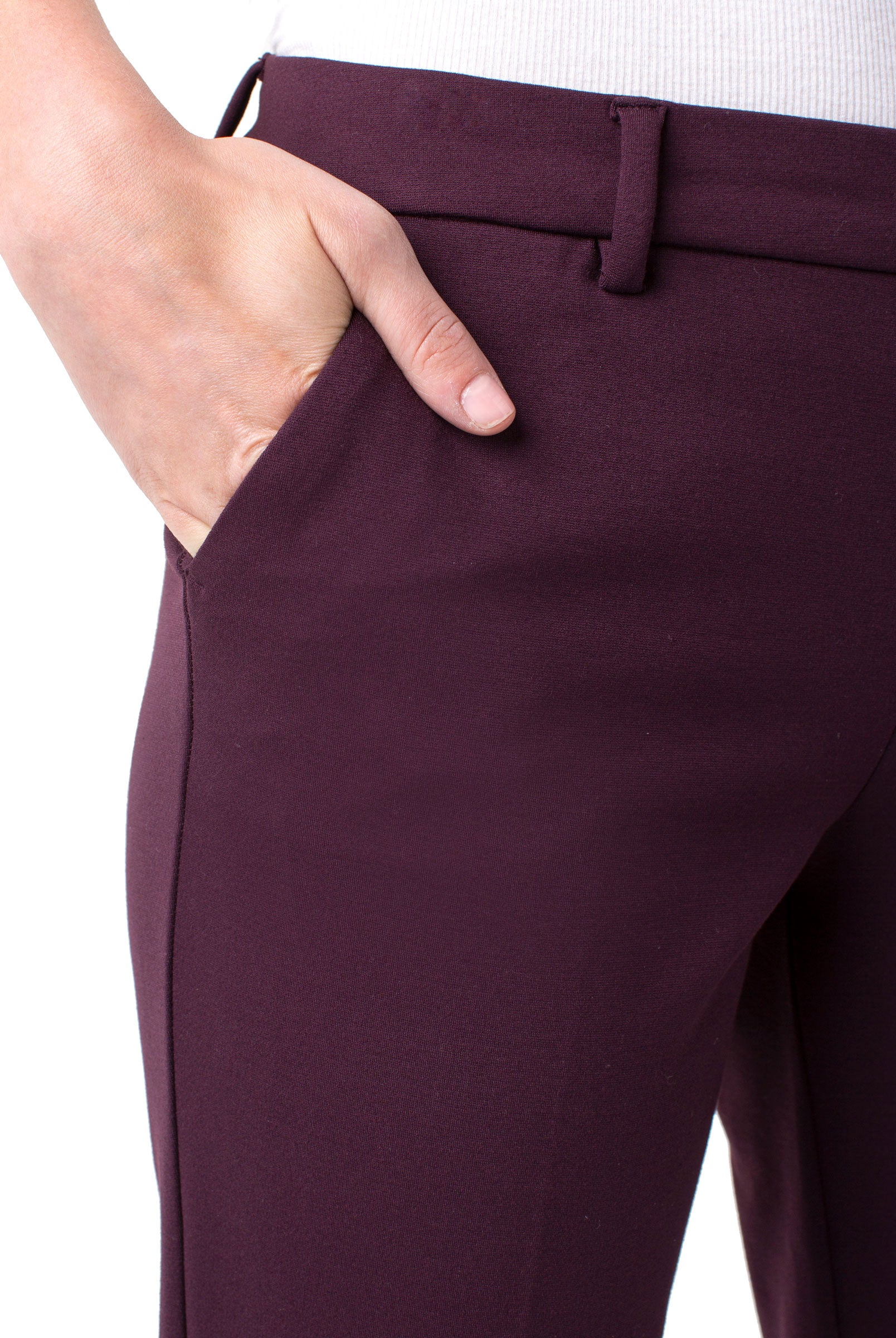 Liverpool Kelsey Knit Trouser In Aubergine-Bottoms-Liverpool-Deja Nu Boutique, Women's Fashion Boutique in Lampasas, Texas