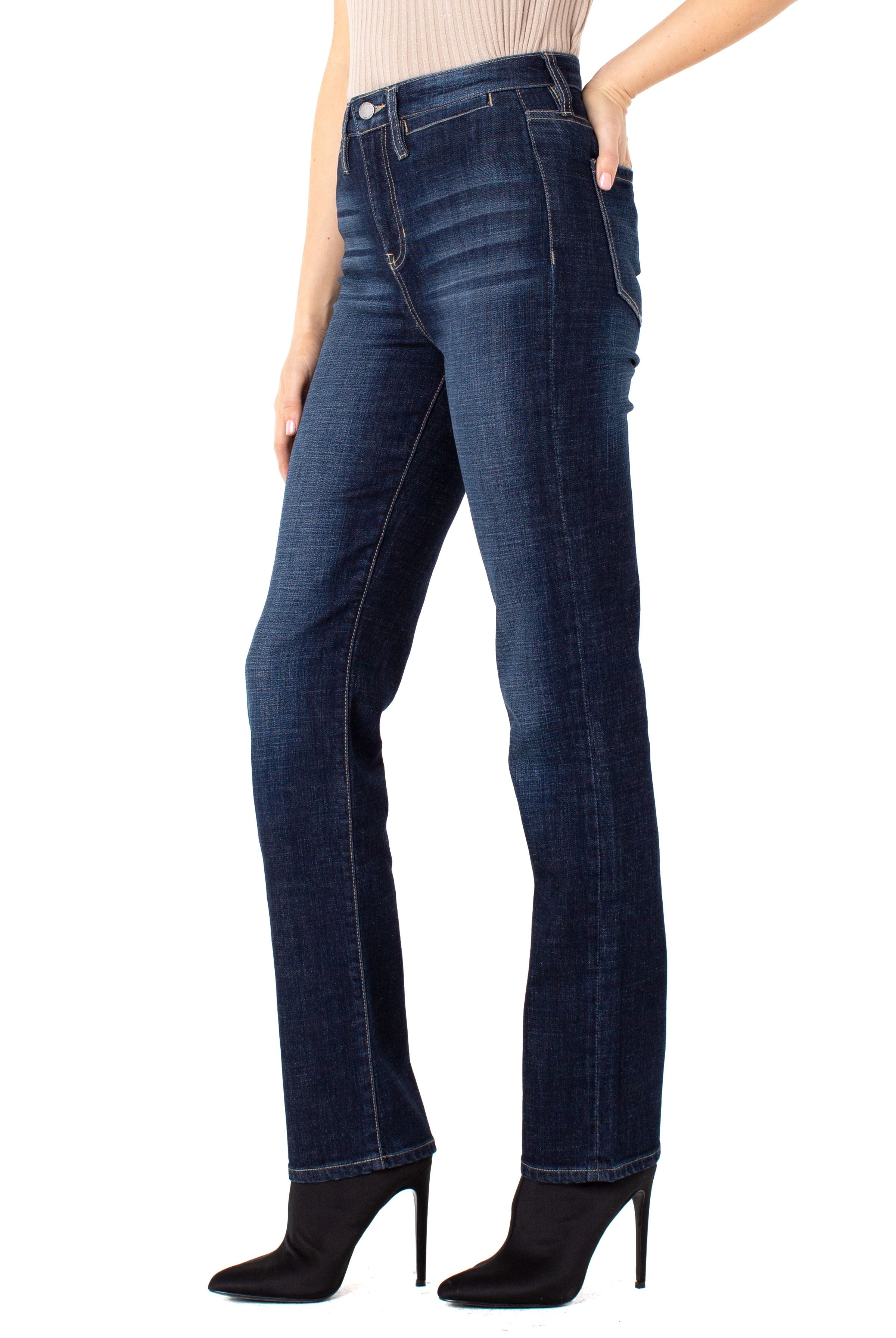 Liverpool Kennedy Straight Hi-Rise With Welt Pockets Long In Castle-Jeans-Liverpool-Deja Nu Boutique, Women's Fashion Boutique in Lampasas, Texas