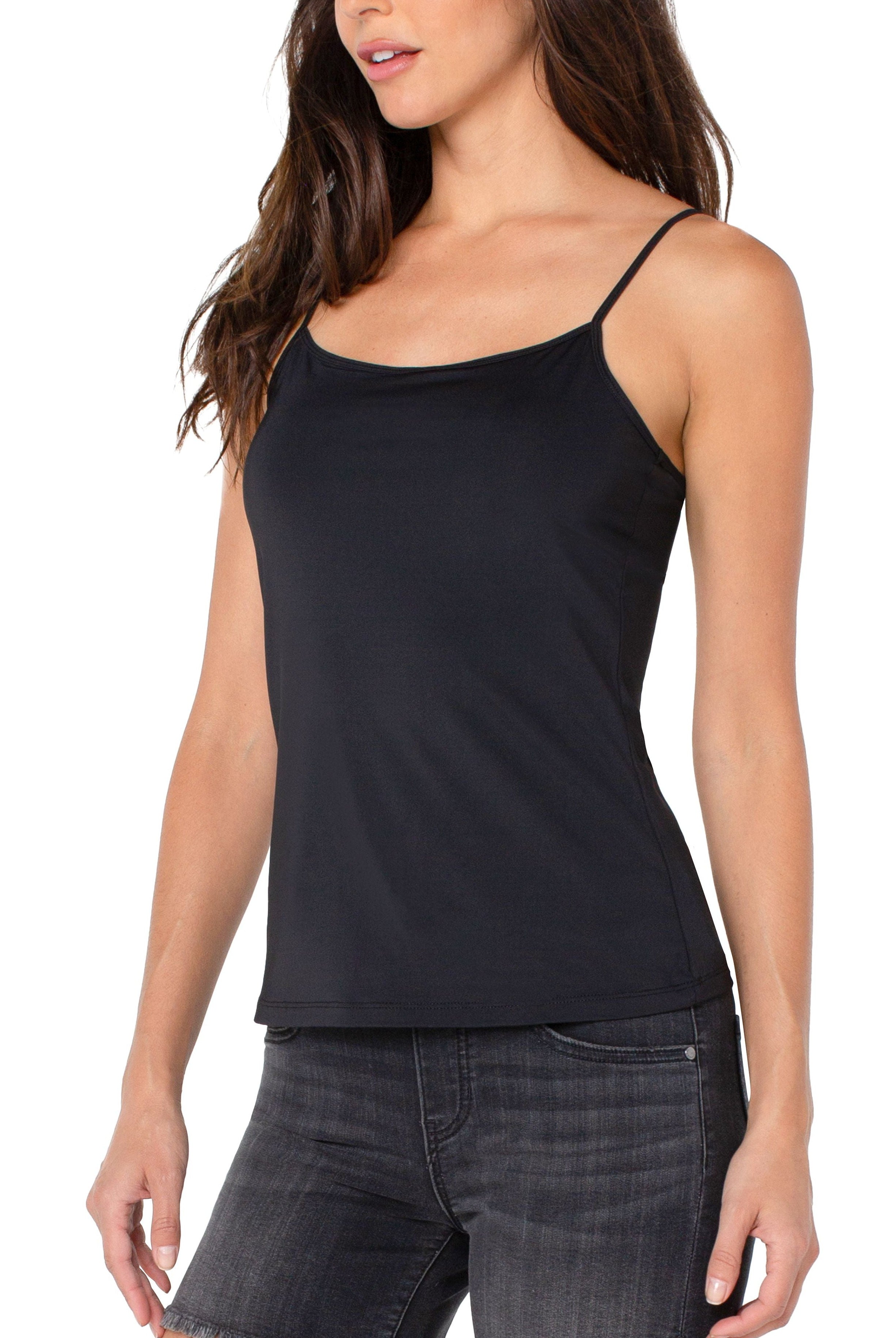 Liverpool Knit Camisole Top In Black-Camis/Tanks-Liverpool-Deja Nu Boutique, Women's Fashion Boutique in Lampasas, Texas