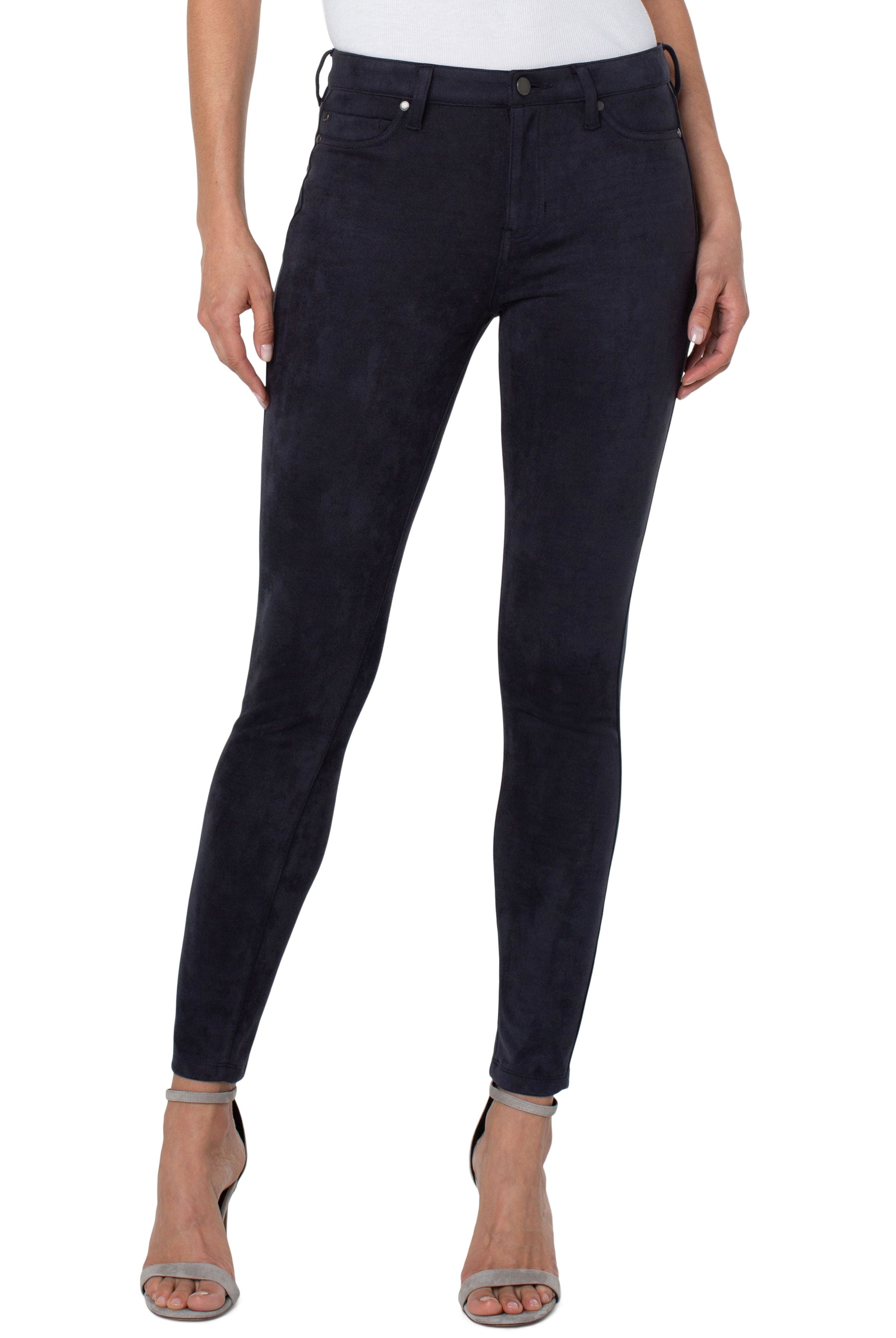 Liverpool Madonna Faux Suede Skinny 30 Inches In Pepper-Bottoms-Liverpool-Deja Nu Boutique, Women's Fashion Boutique in Lampasas, Texas