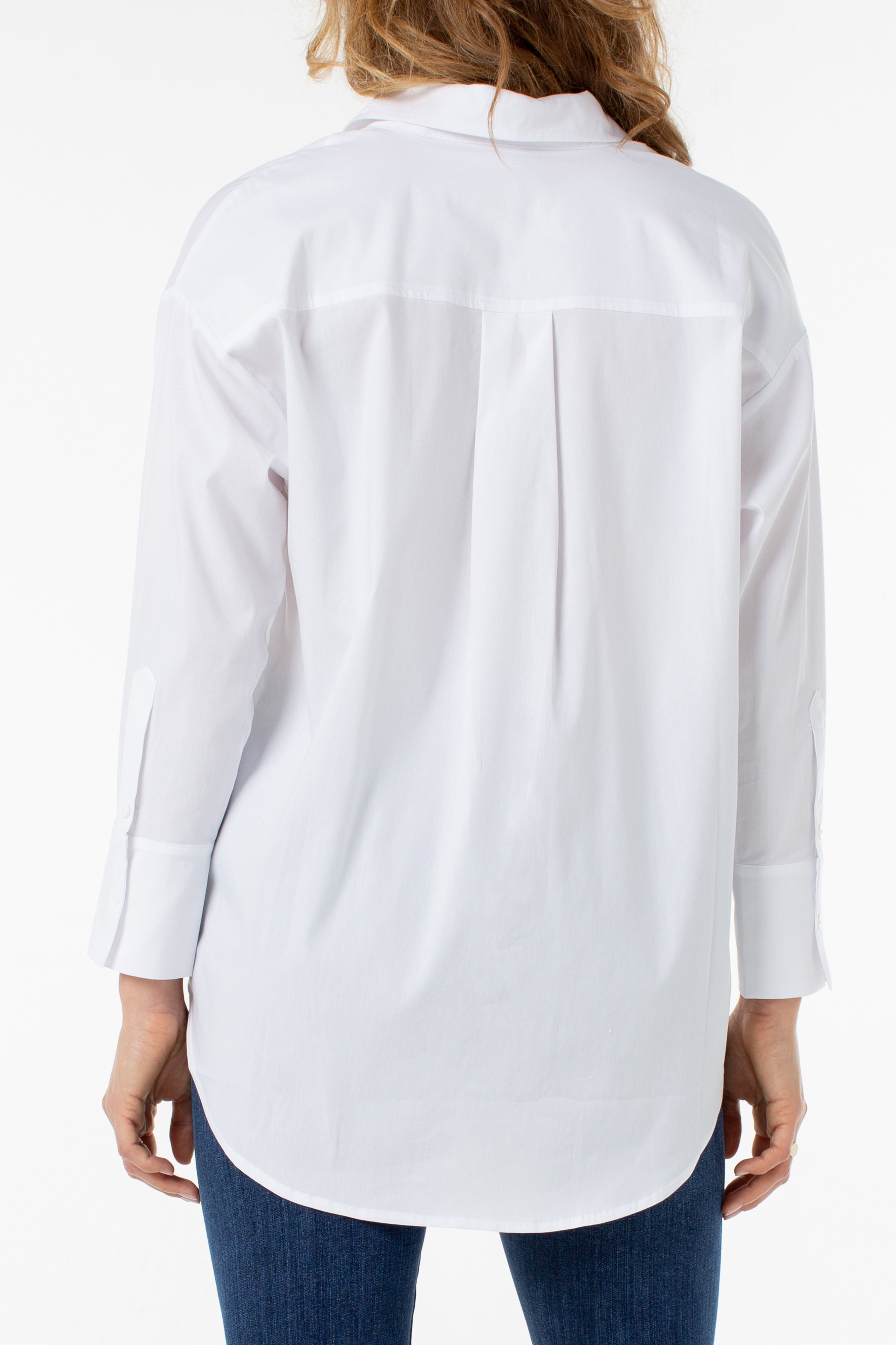 Liverpool Oversized Classic Button-Down Shirt In White-Tops-Liverpool-Deja Nu Boutique, Women's Fashion Boutique in Lampasas, Texas