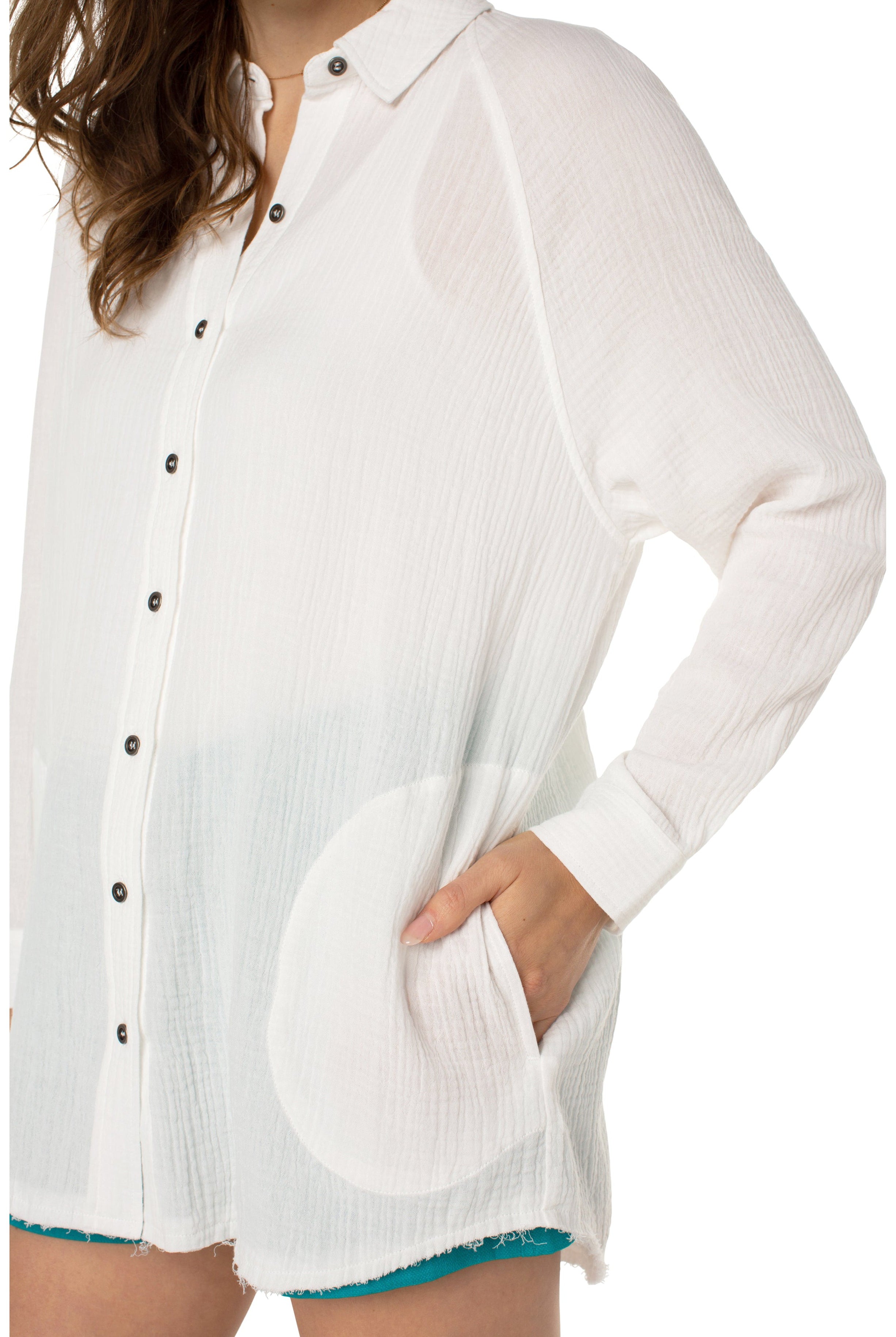 Liverpool Oversized Shirt Jacket In White-Jackets-Liverpool-Deja Nu Boutique, Women's Fashion Boutique in Lampasas, Texas