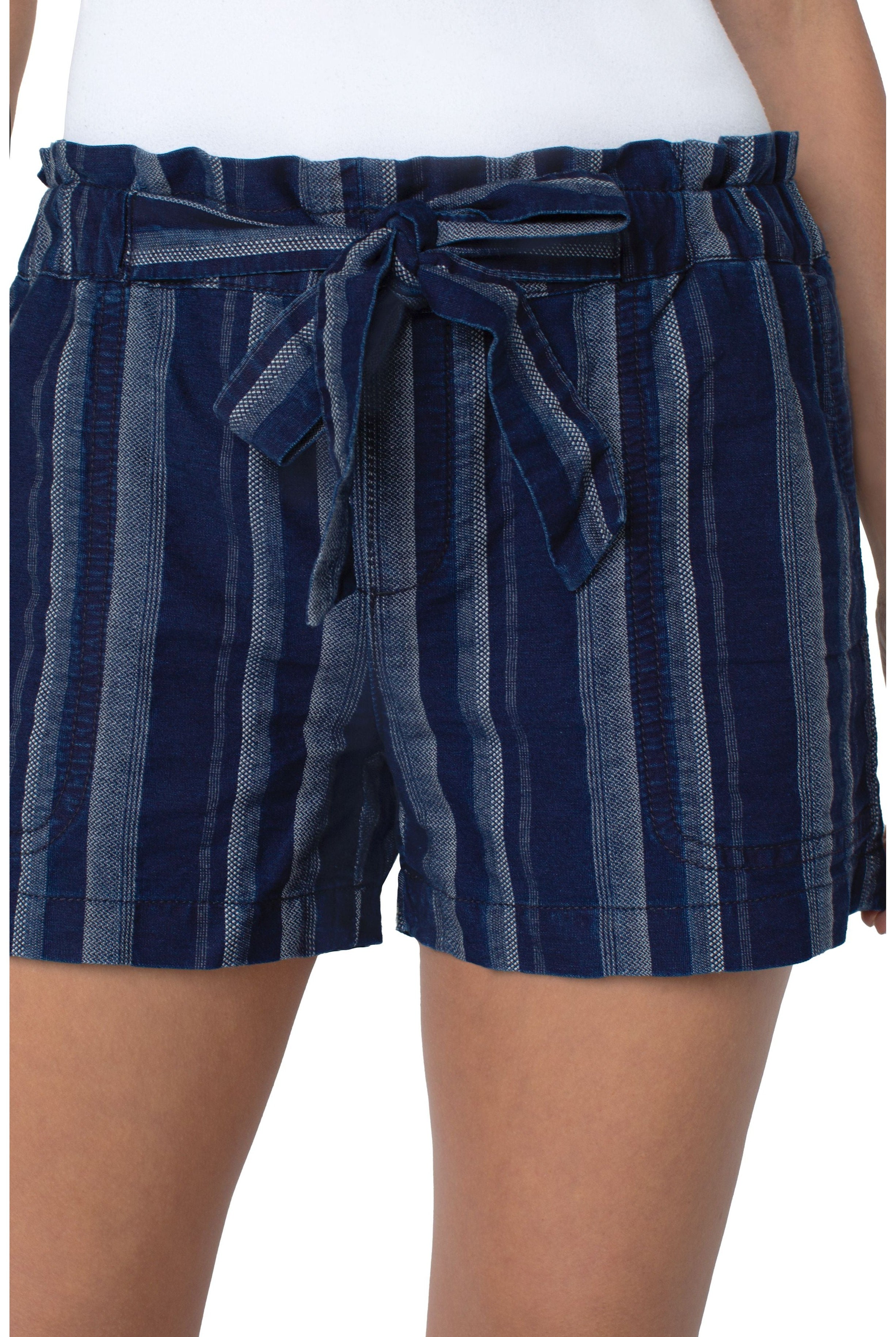 Liverpool Slim Fit V Neckline Slub Knit Tee In White-Tops-Liverpool-Deja Nu Boutique, Women's Fashion Boutique in Lampasas, Texas