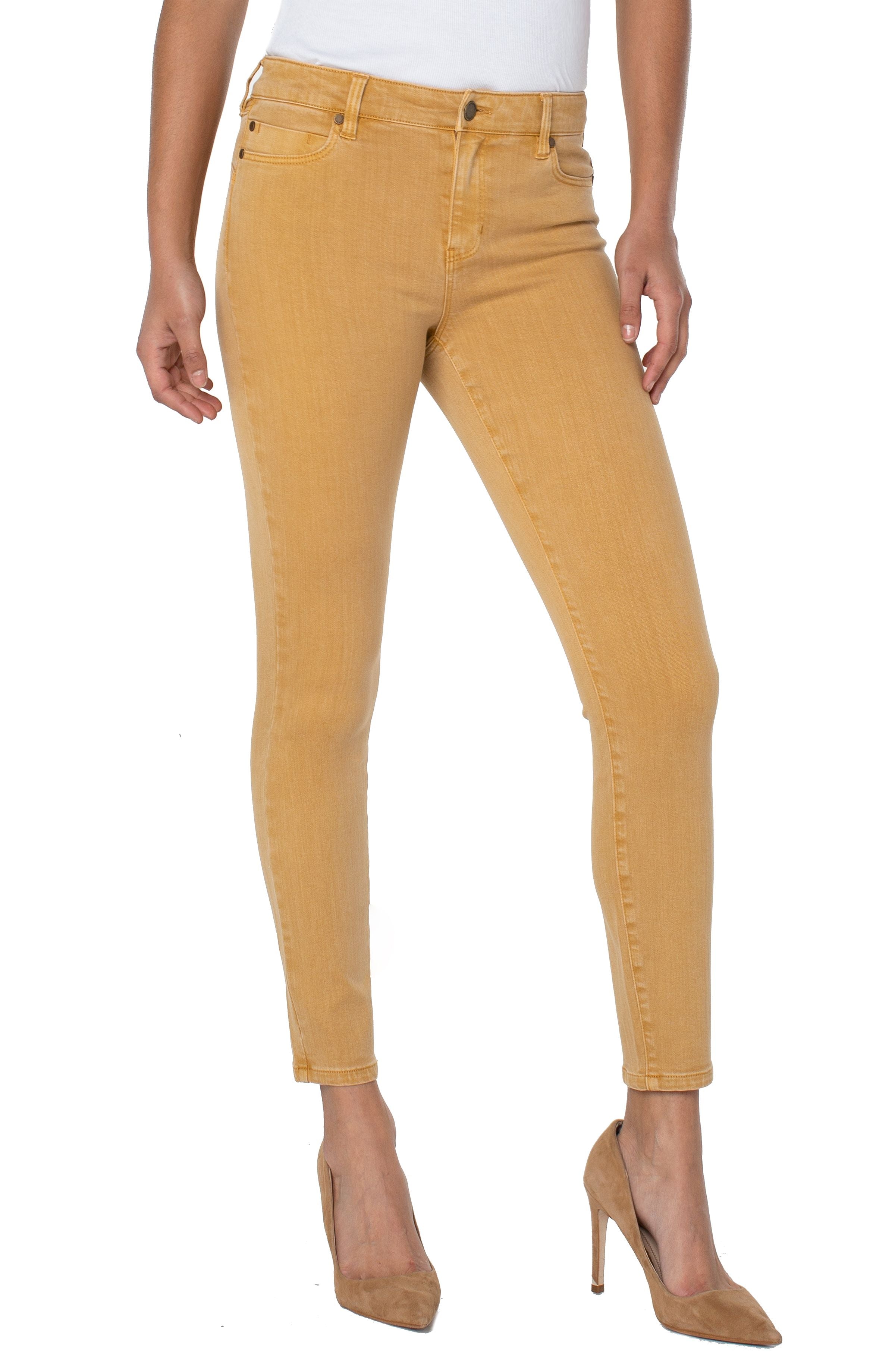 Liverpool Piper Hugger Ankle Skinny 28 Ins Jean In Gold Honey-Bottoms-Liverpool-Deja Nu Boutique, Women's Fashion Boutique in Lampasas, Texas