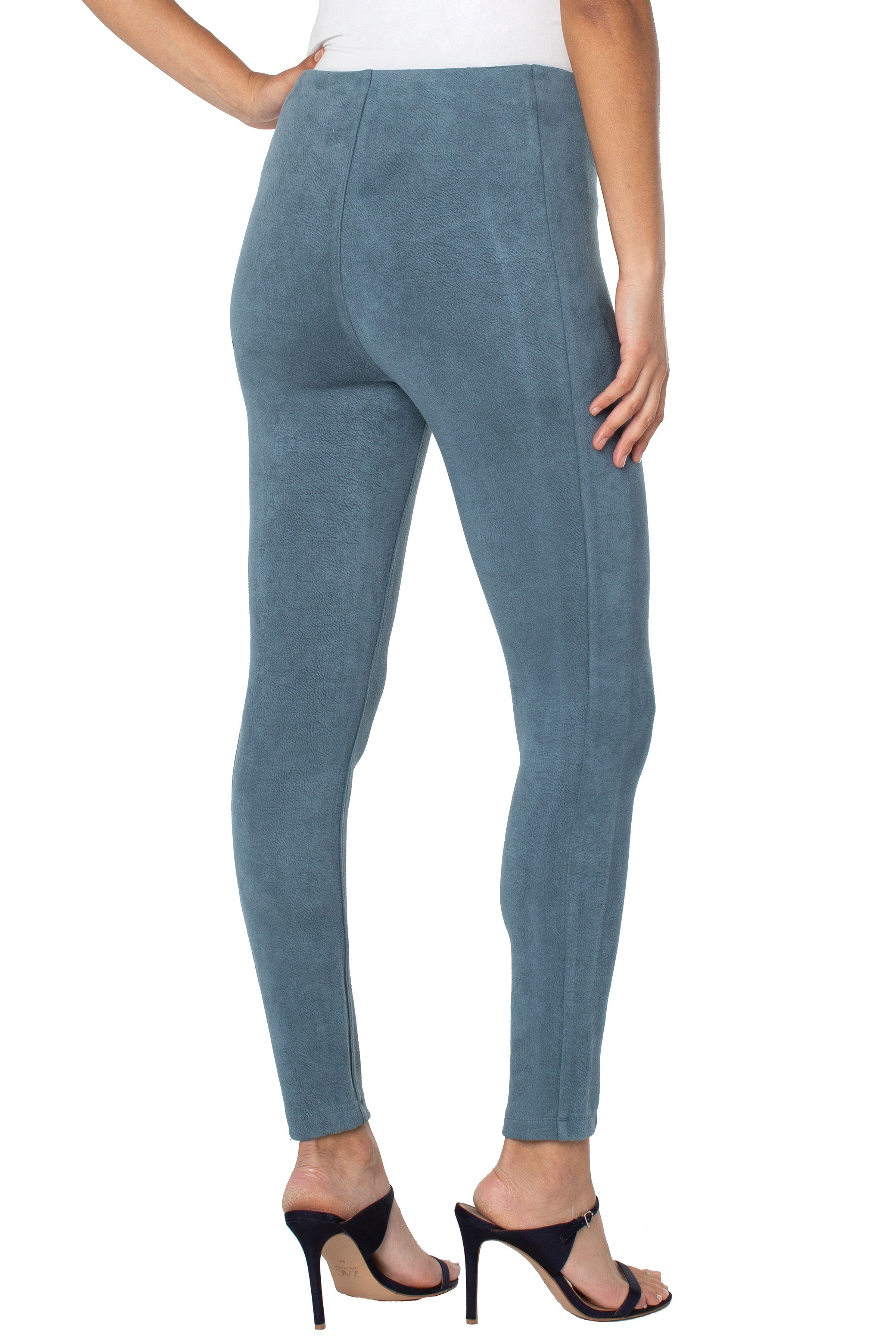 Liverpool Reese Faux Suede Ankle Legging 28 Inches In Slate Blue-Bottoms-Liverpool-Deja Nu Boutique, Women's Fashion Boutique in Lampasas, Texas