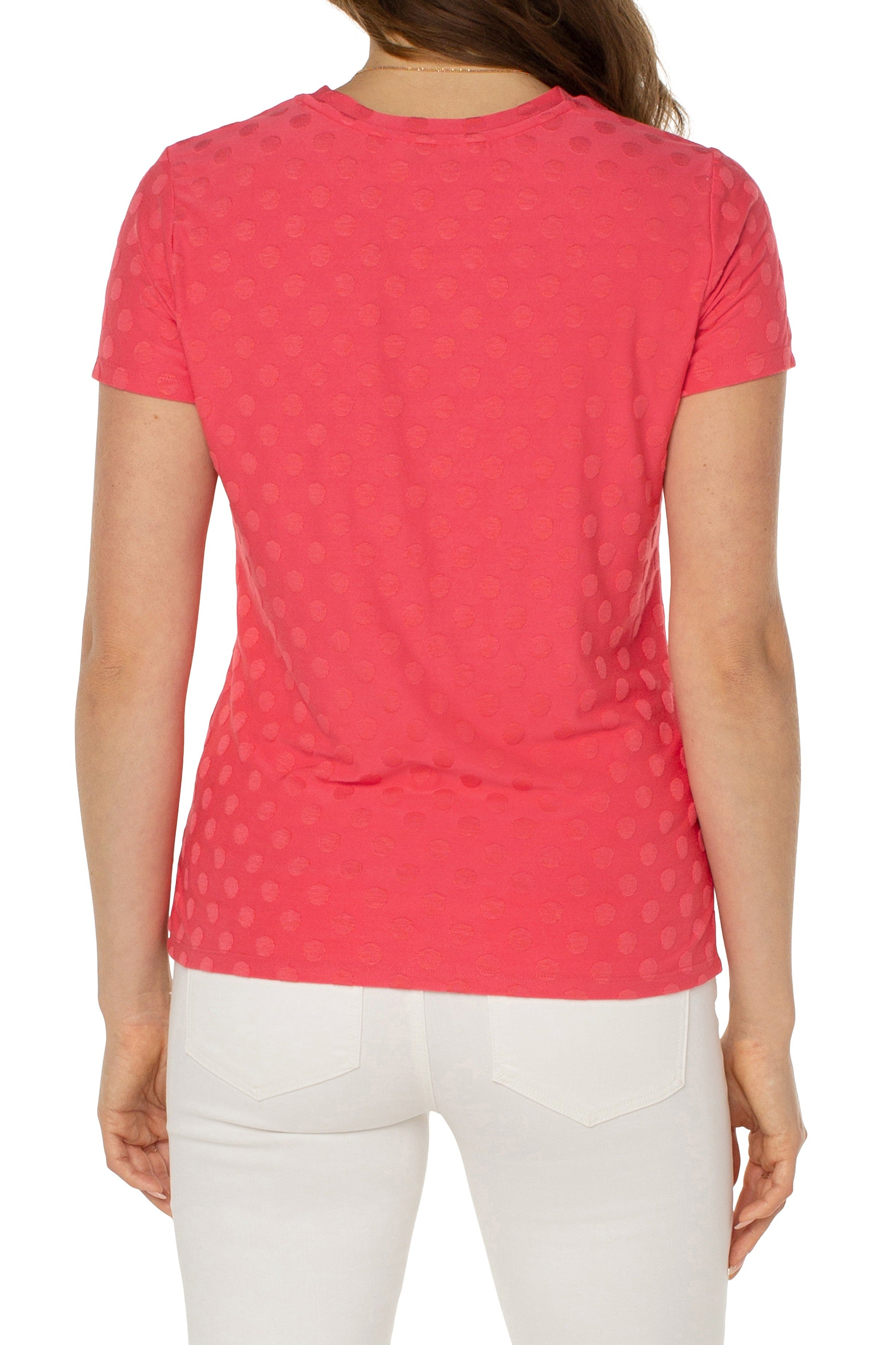 Liverpool Slim Fit Crew Neck Knit Tee In Watermelon Sugar-Short Sleeves-Liverpool-Deja Nu Boutique, Women's Fashion Boutique in Lampasas, Texas