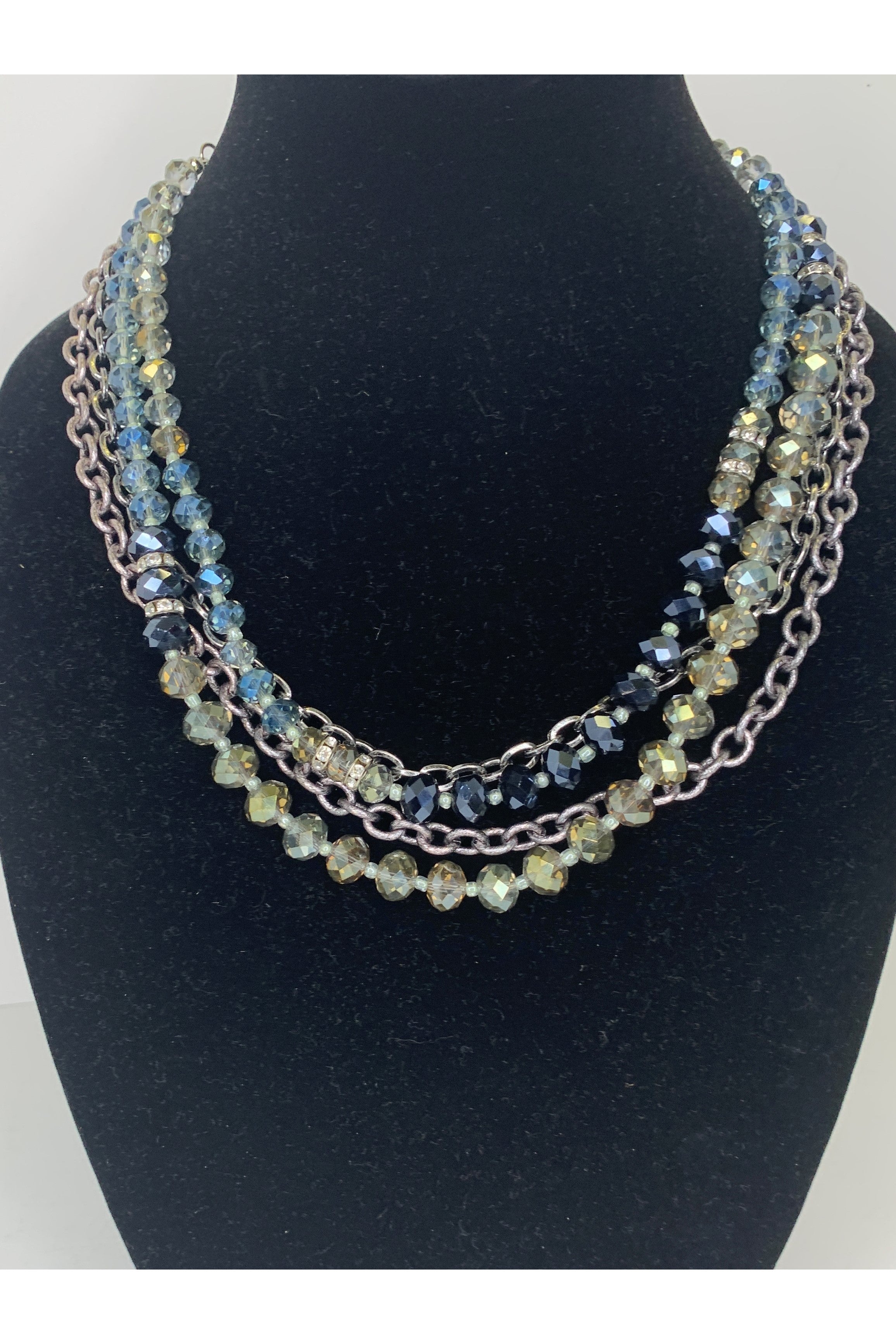 Lost And Found Four Strand Necklace With Crystal And Rhinestone Beads-Necklaces-Lost And Found-Deja Nu Boutique, Women's Fashion Boutique in Lampasas, Texas