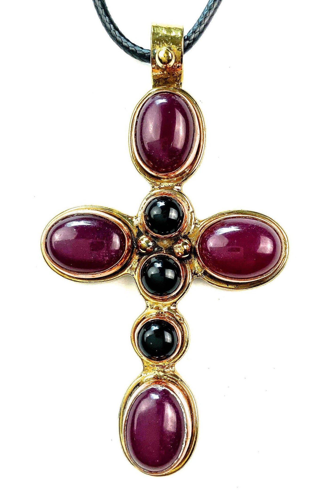 Lost And Found Fuchsia Hematite Cross Necklace-Necklaces-Lost And Found-Deja Nu Boutique, Women's Fashion Boutique in Lampasas, Texas